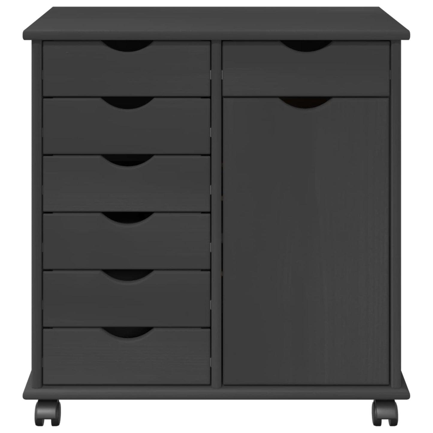 Rullende skap med hjul Grå 63,5 x 39 x 65,5 cm Massiv furu