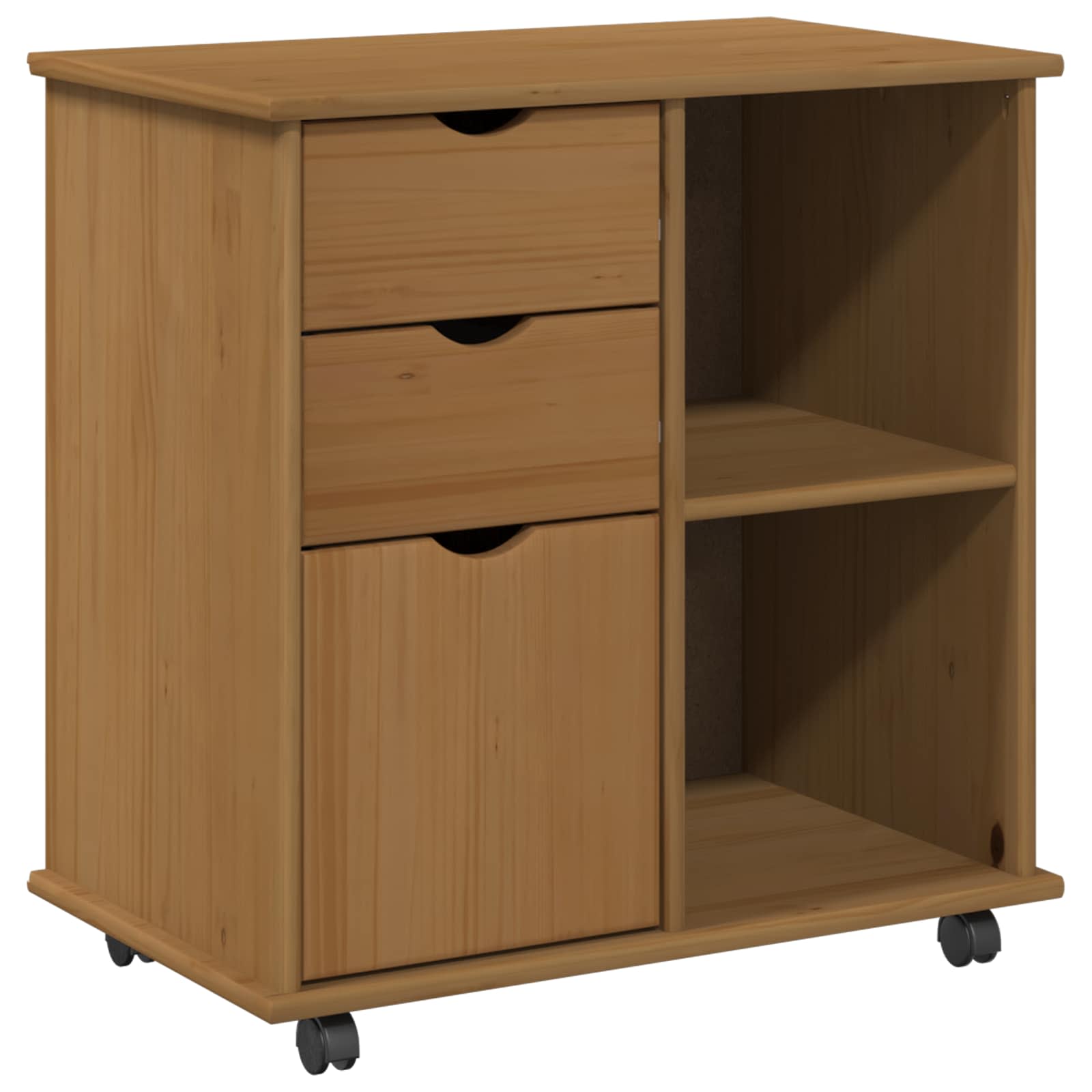 Rullende skap Honning brun 63,5 x 39 x 65,5 cm Massiv furu vidaXL