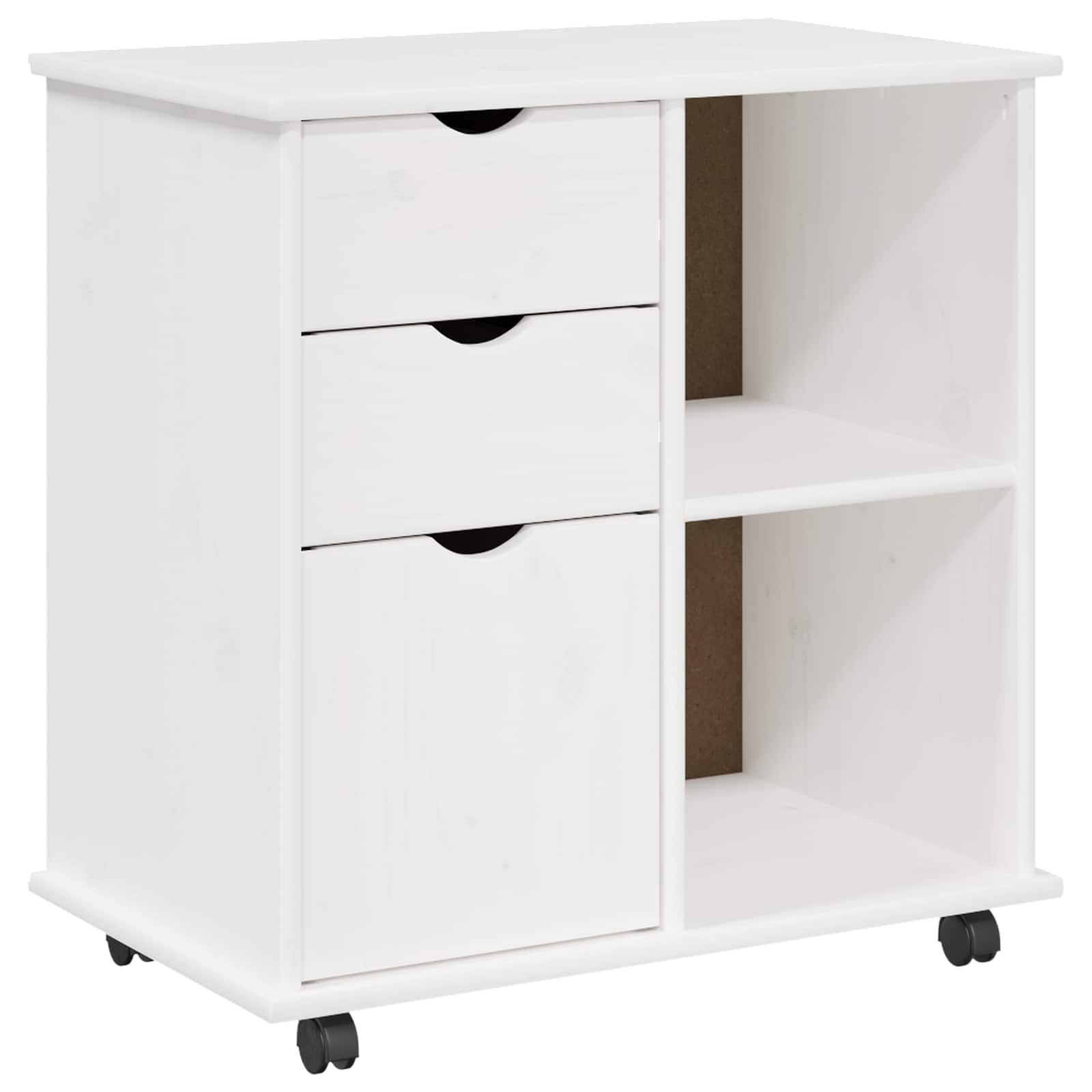 Rullende skap med hjul Hvit 63,5 x 39 x 65,5 cm Massiv furu vidaXL