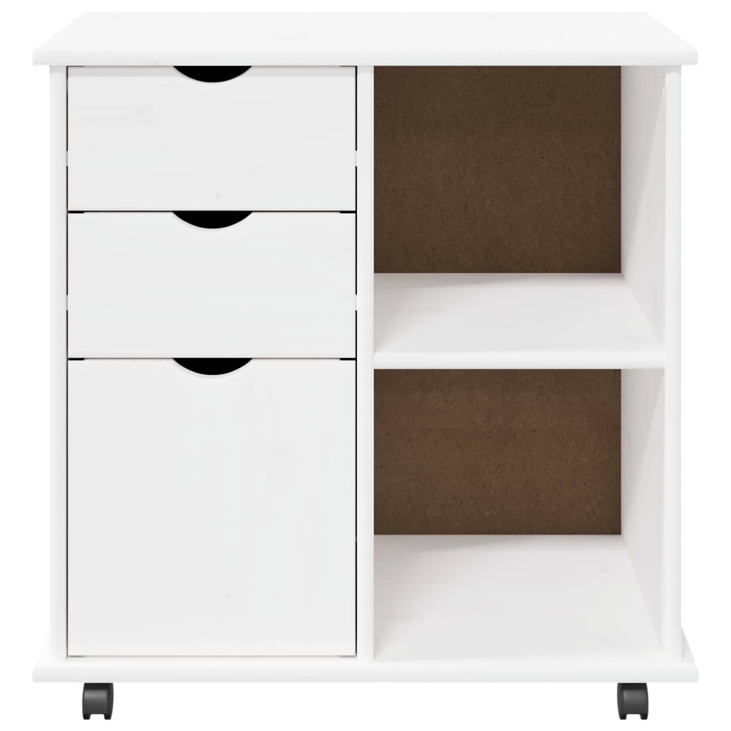 Rullende skap med hjul Hvit 63,5 x 39 x 65,5 cm Massiv furu vidaXL