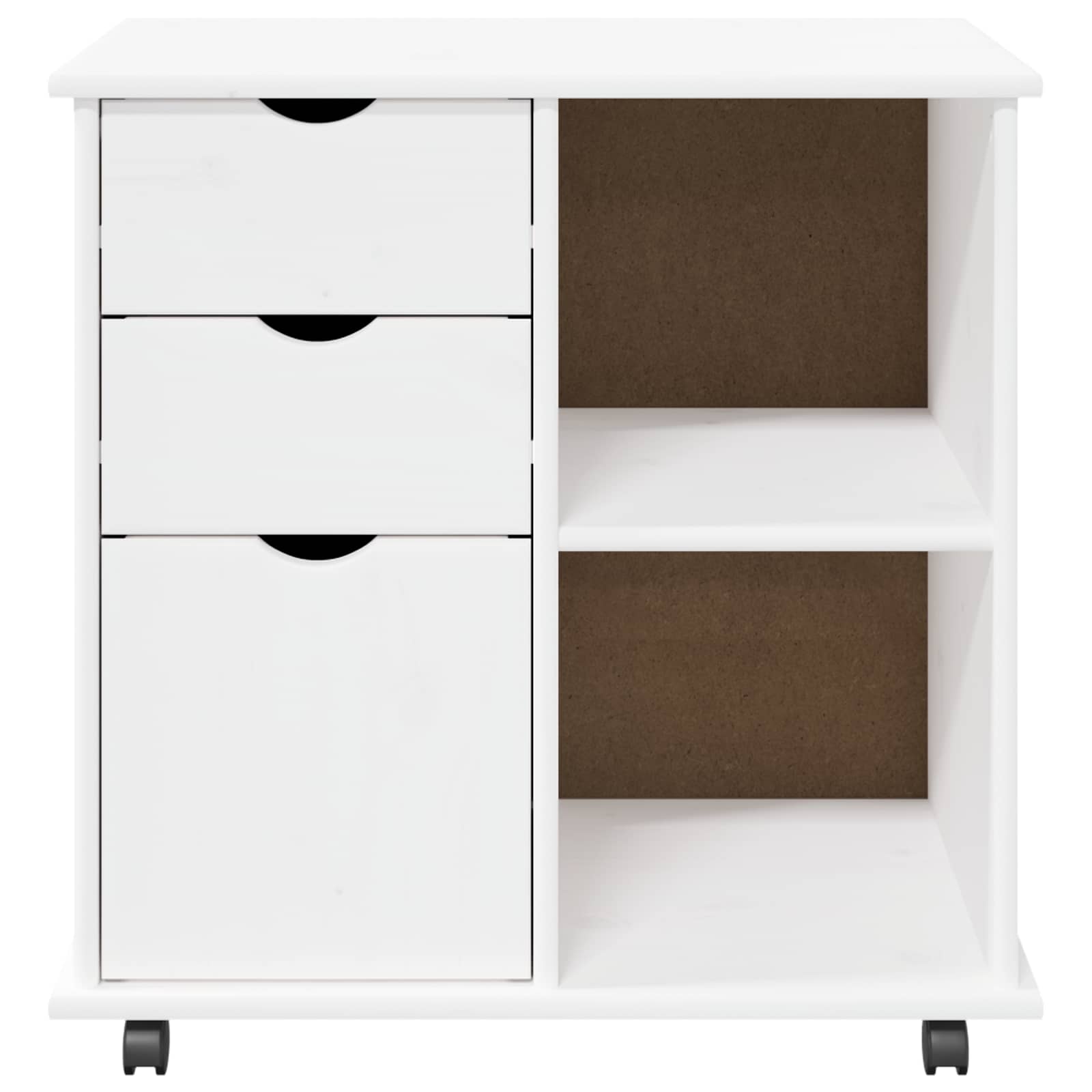 Rullende skap med hjul Hvit 63,5 x 39 x 65,5 cm Massiv furu vidaXL