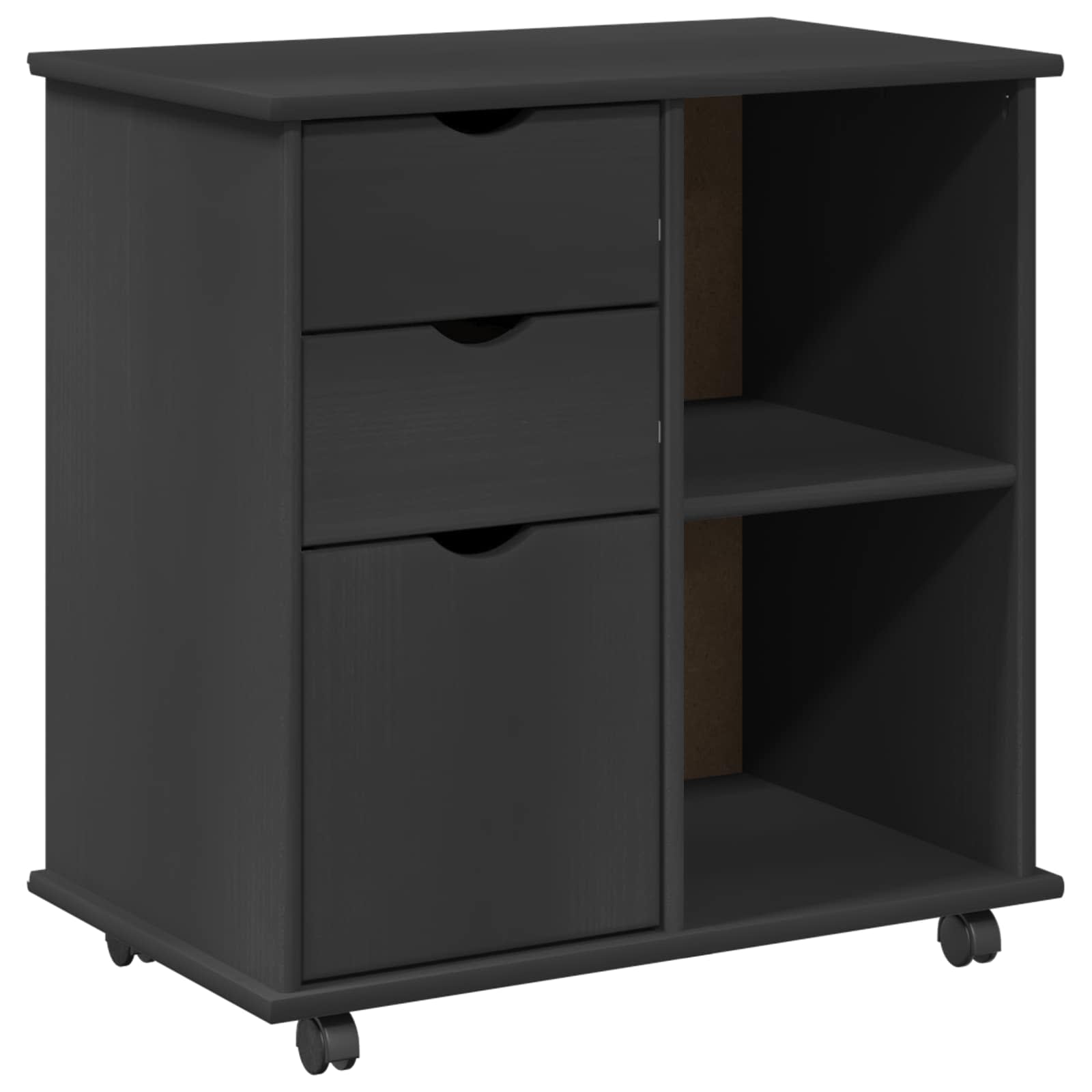 Rullende skap med hjul Grå 63,5 x 39 x 65,5 cm Massiv furu vidaXL
