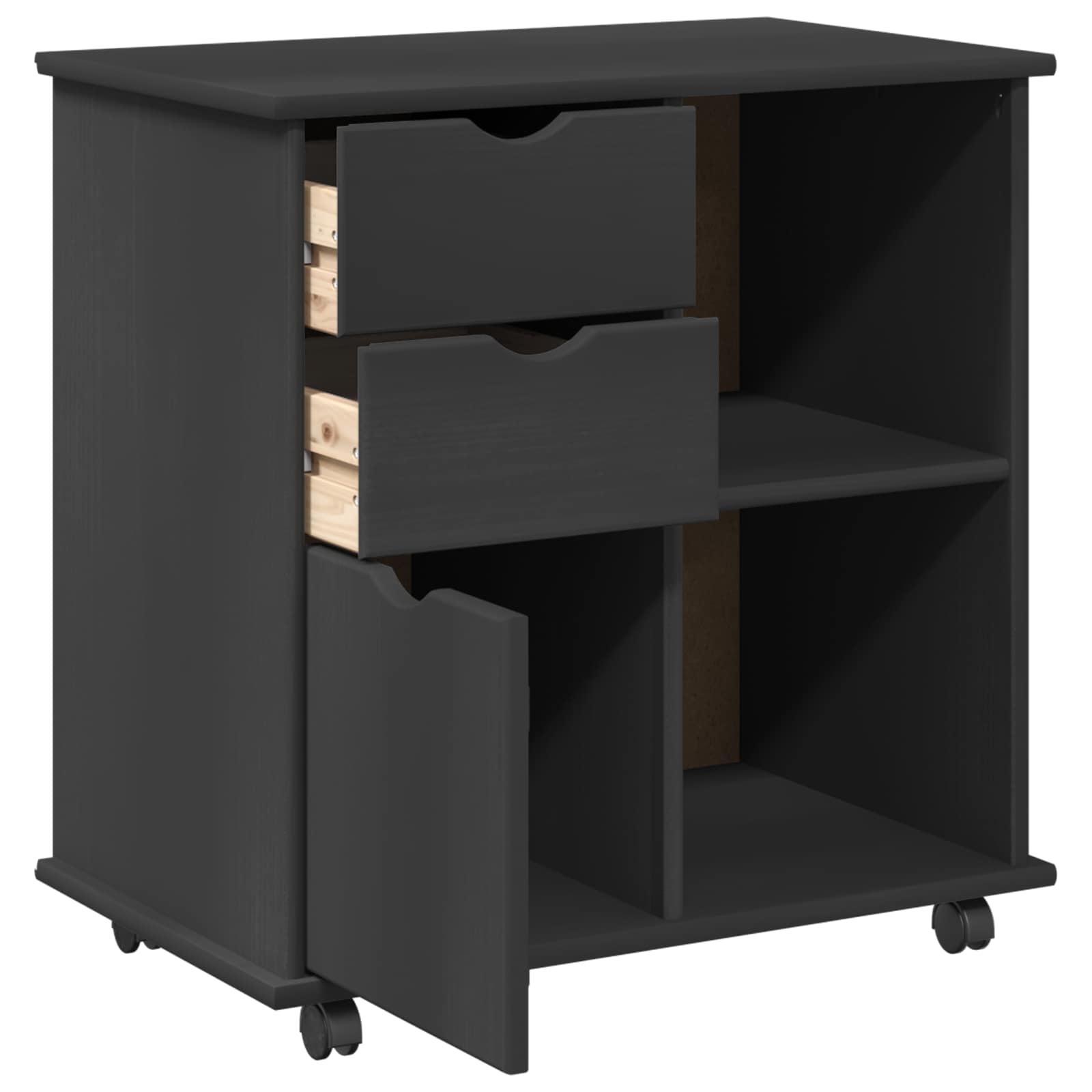 Rullende skap med hjul Grå 63,5 x 39 x 65,5 cm Massiv furu vidaXL