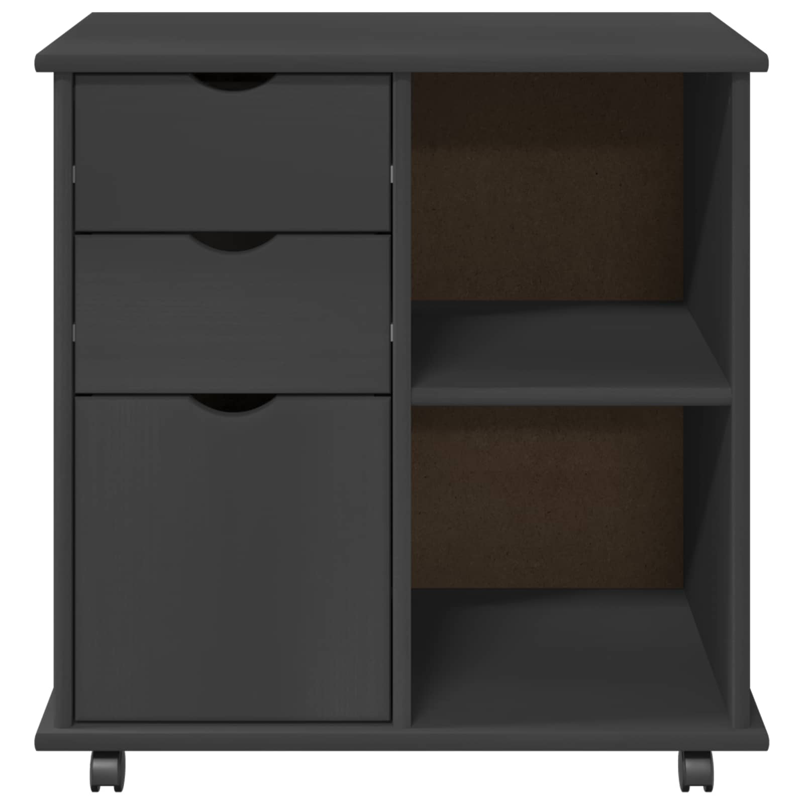 Rullende skap med hjul Grå 63,5 x 39 x 65,5 cm Massiv furu vidaXL