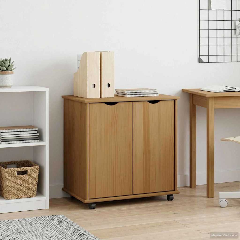 Rullende skap Honning brun 100 x 39 x 65,5 cm Massiv furu