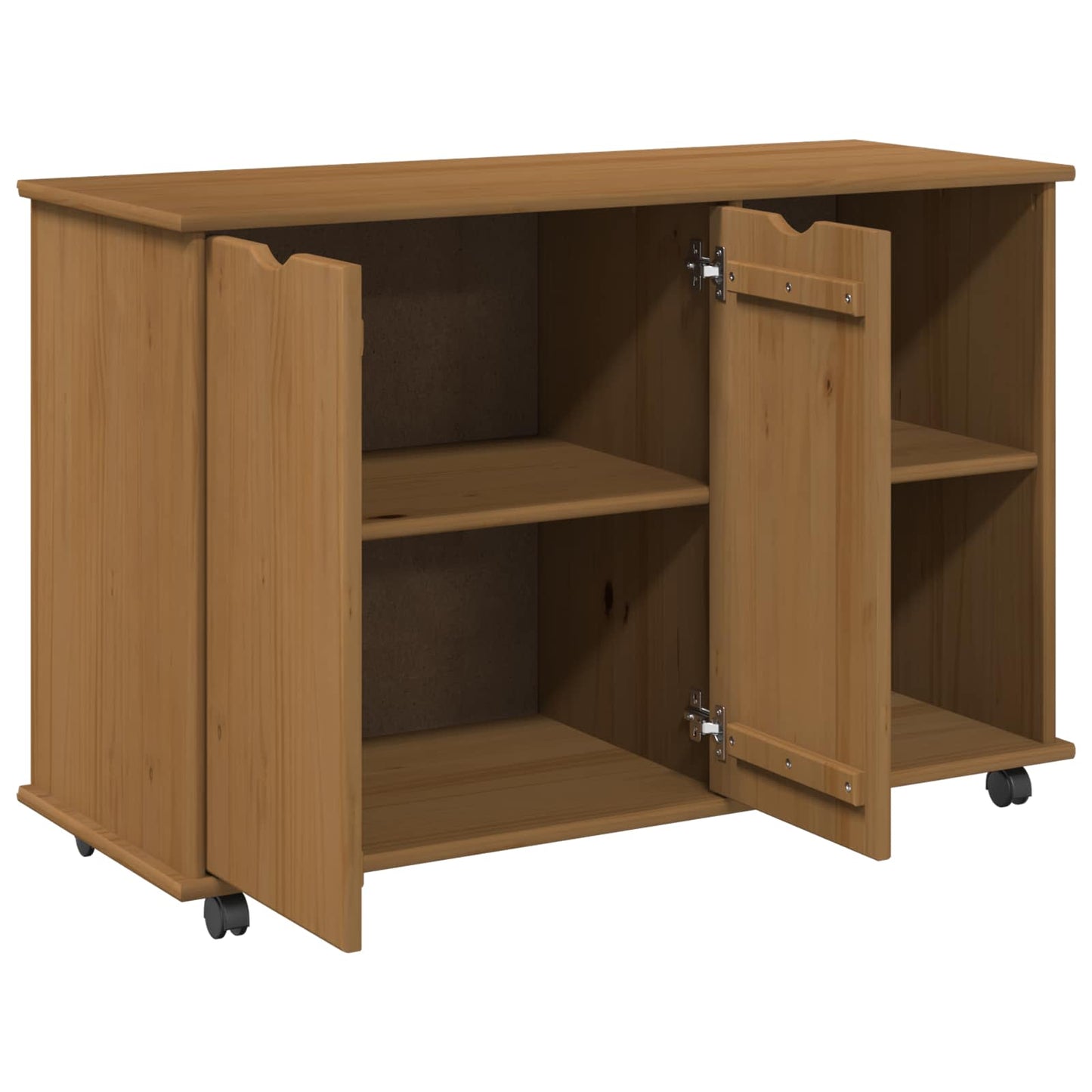 Rullende skap Honning brun 100 x 39 x 65,5 cm Massiv furu