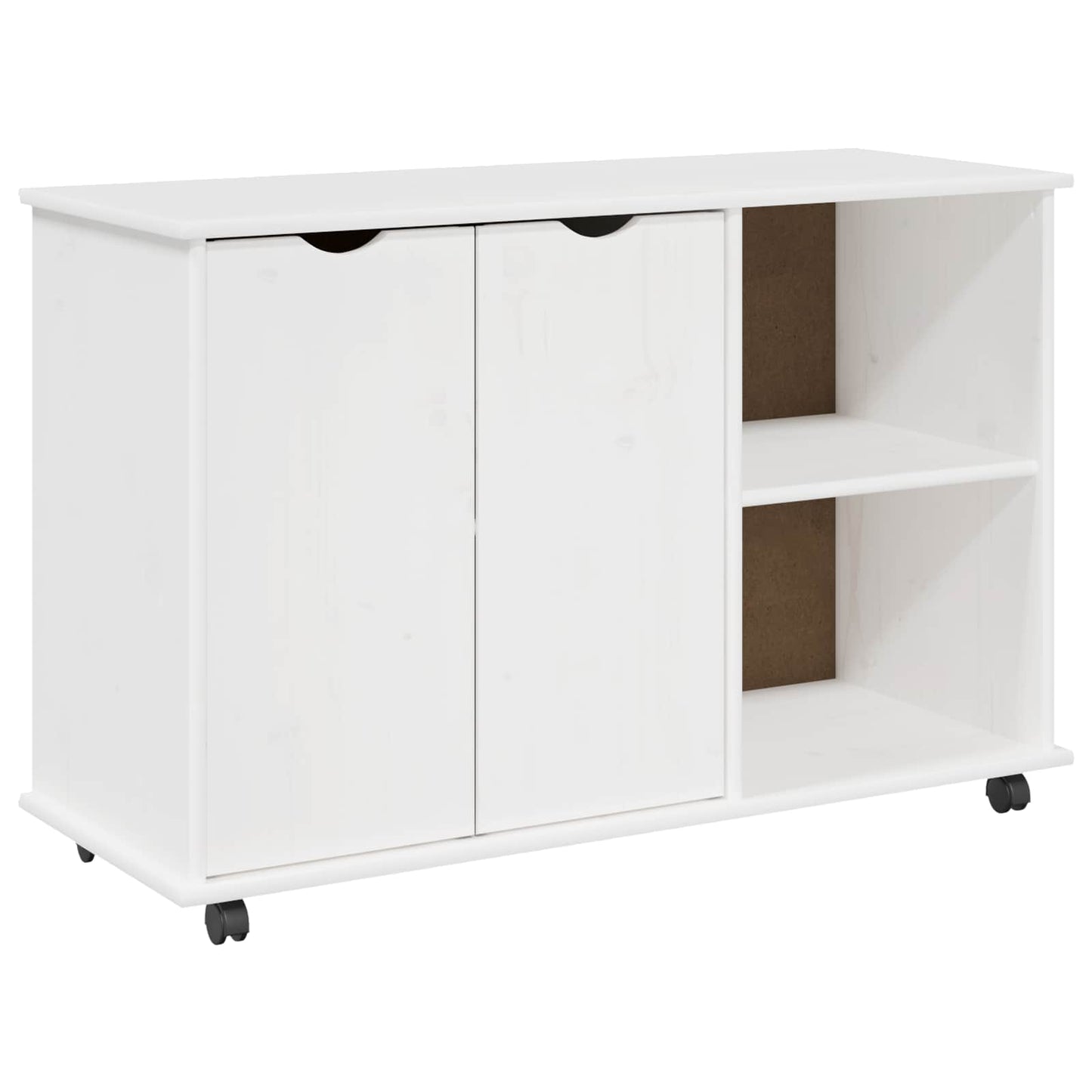 Rullende skap med hjul Hvit 100 x 39 x 65,5 cm Massiv furu