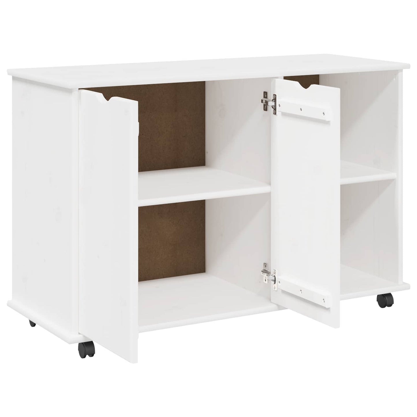 Rullende skap med hjul Hvit 100 x 39 x 65,5 cm Massiv furu