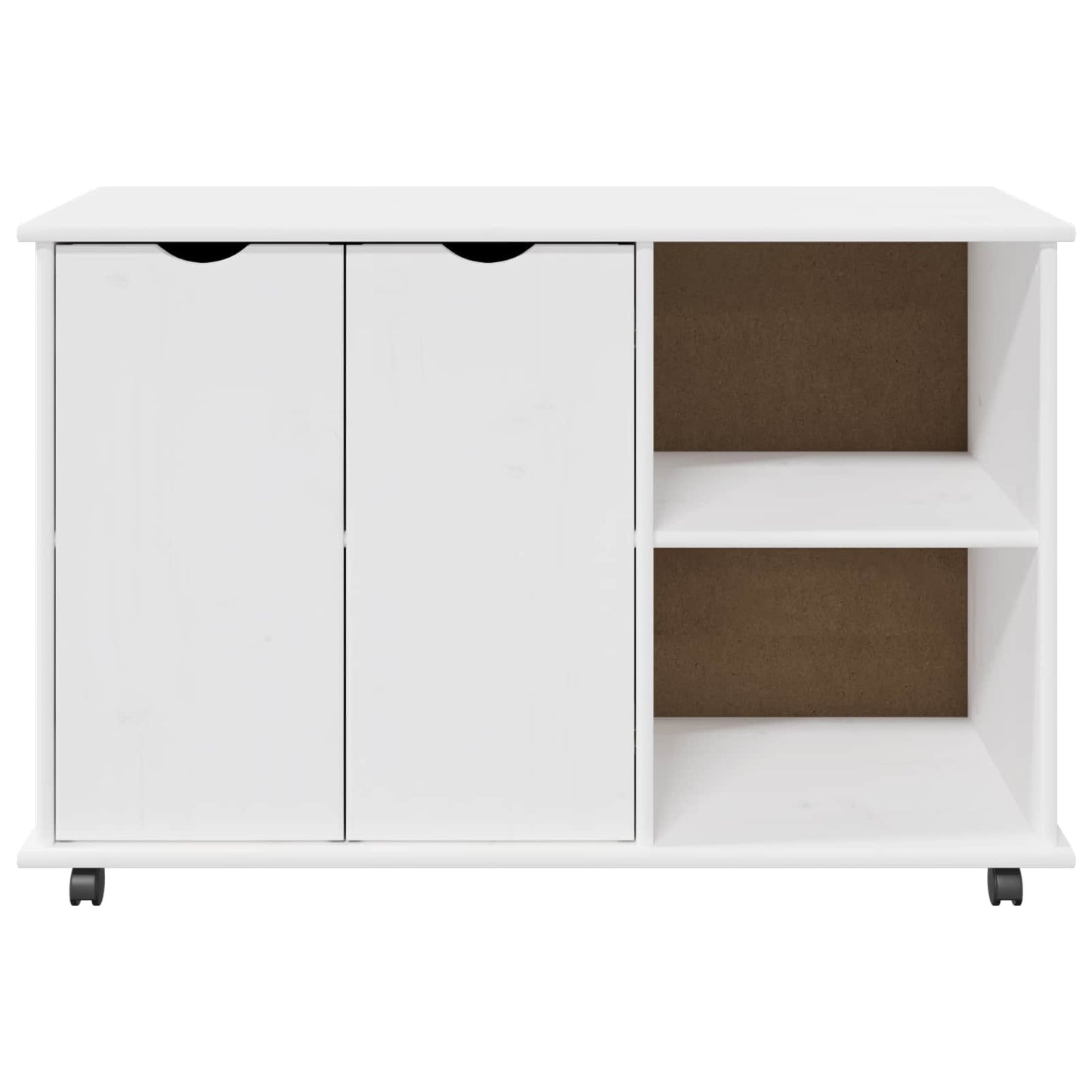 Rullende skap med hjul Hvit 100 x 39 x 65,5 cm Massiv furu