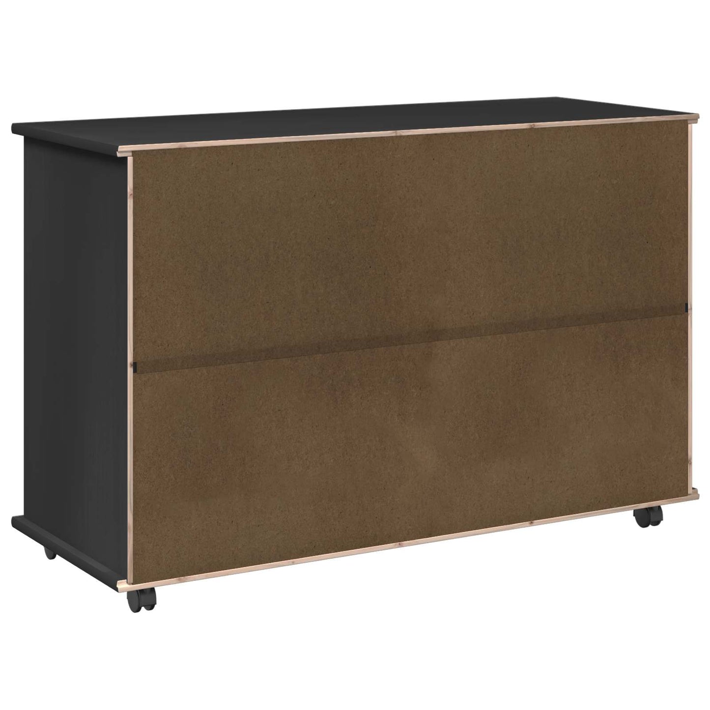 Rullende skap med hjul Svart 100 x 39 x 65,5 cm Massiv furu