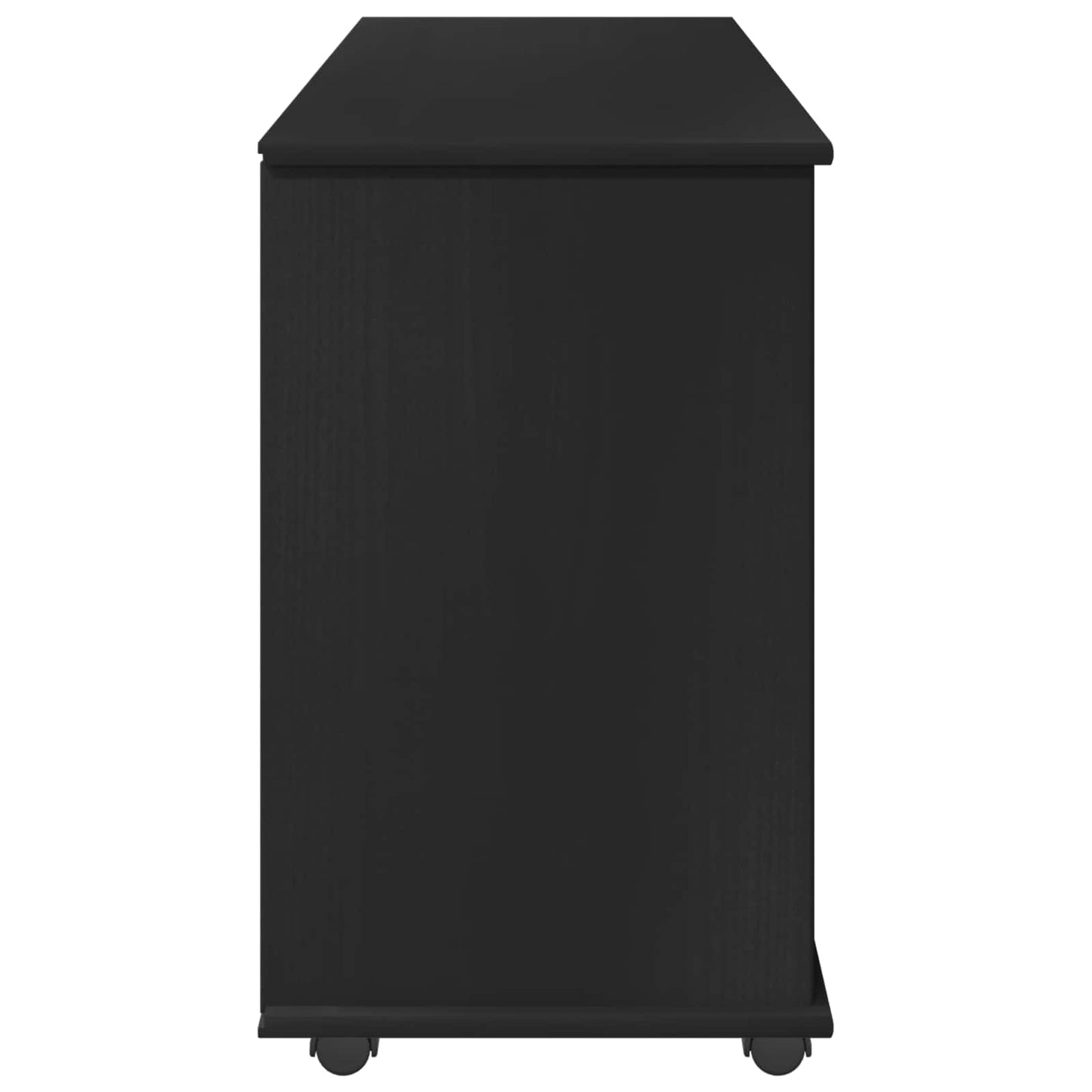 Rullende skap med hjul Svart 100 x 39 x 65,5 cm Massiv furu