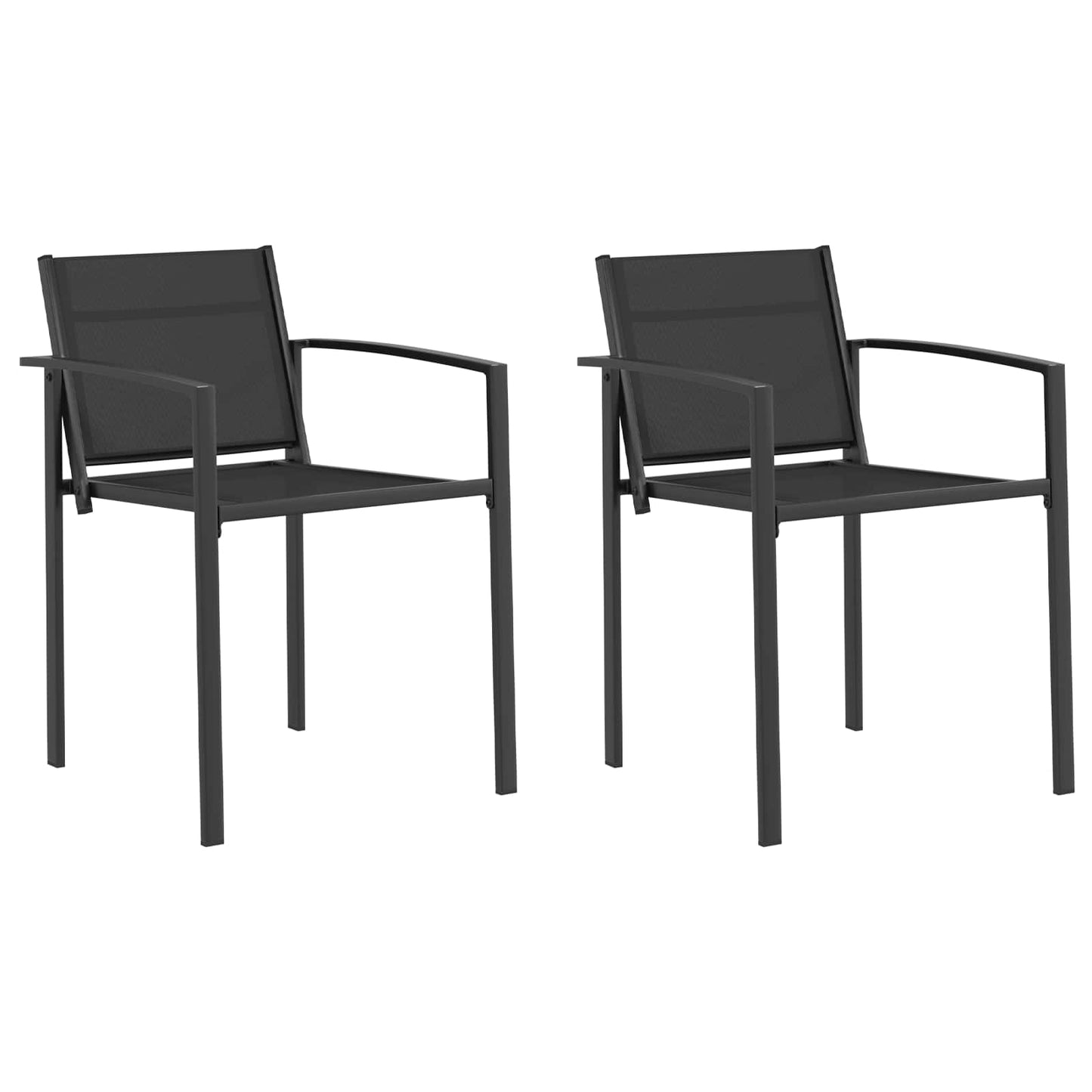Hagestoler 2 pcs Svart og Anthracite 53,5 x 59 x 77 cm