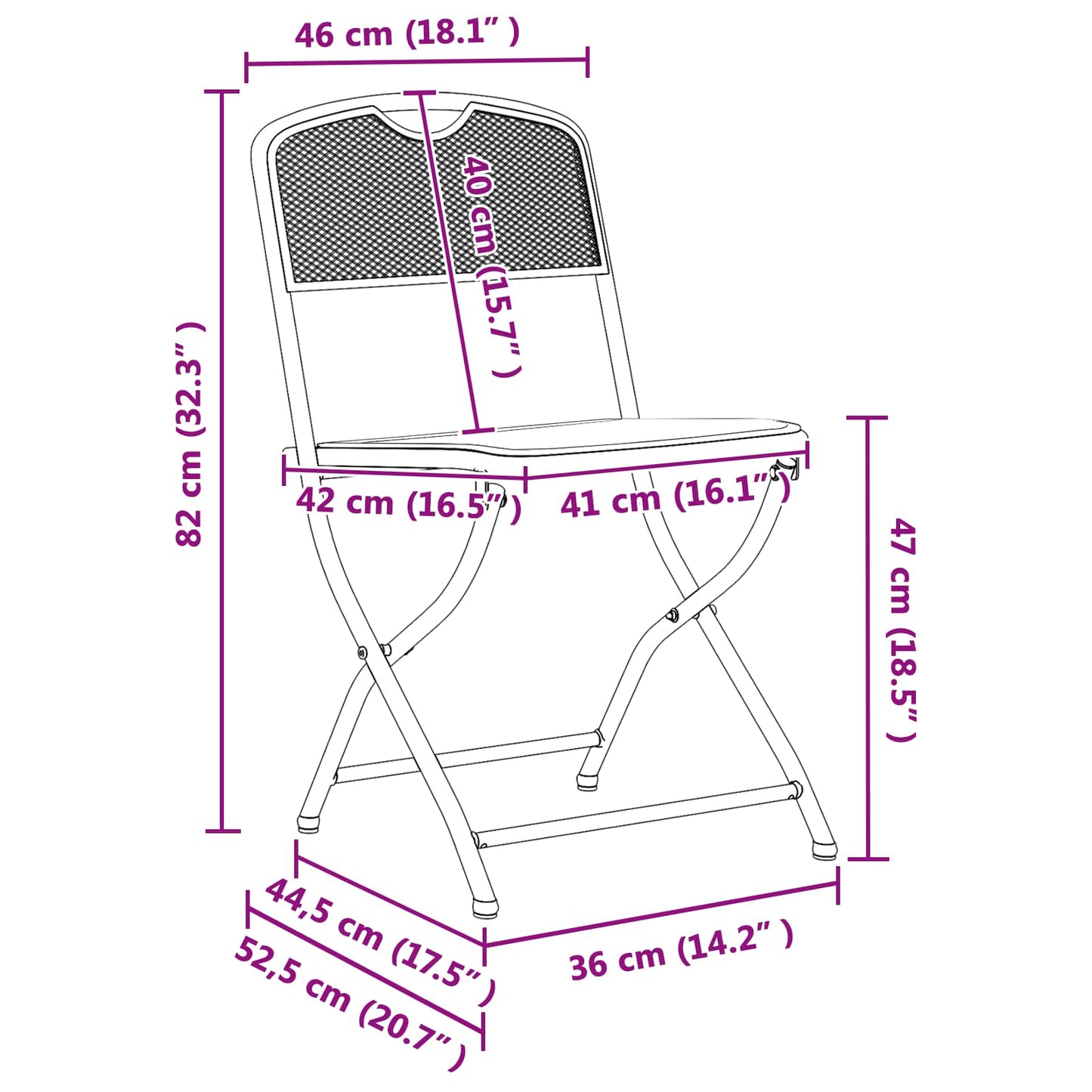 Hagestoler 2 pcs Antrasitt 52,5 x 46 x 82 cm Jern