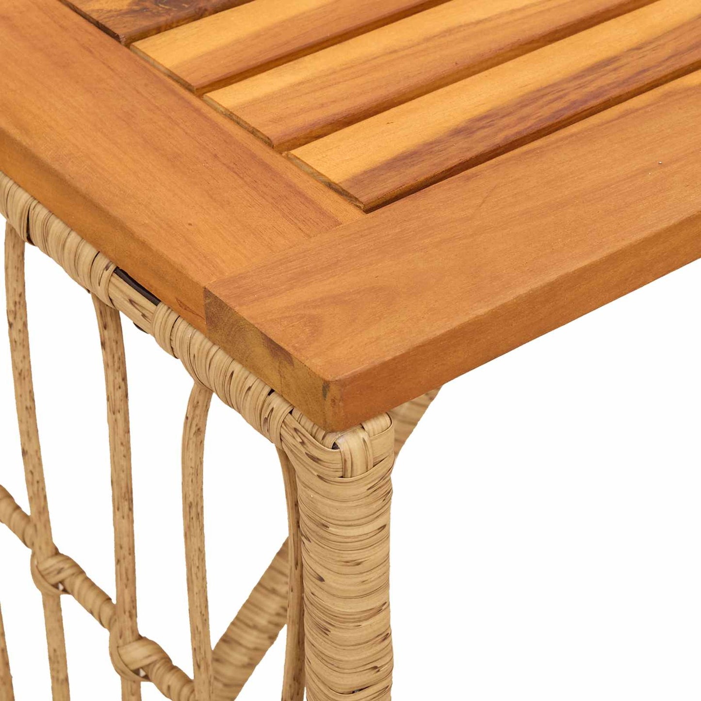 Utebord Naturlig 80 x 40 x 40 cm Stål og Poly Rattan