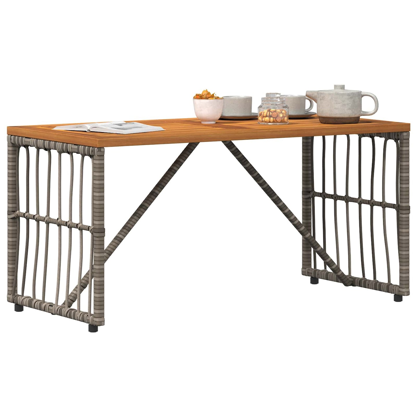 Utebord Grå 80 x 40 x 40 cm Stål og Poly Rattan