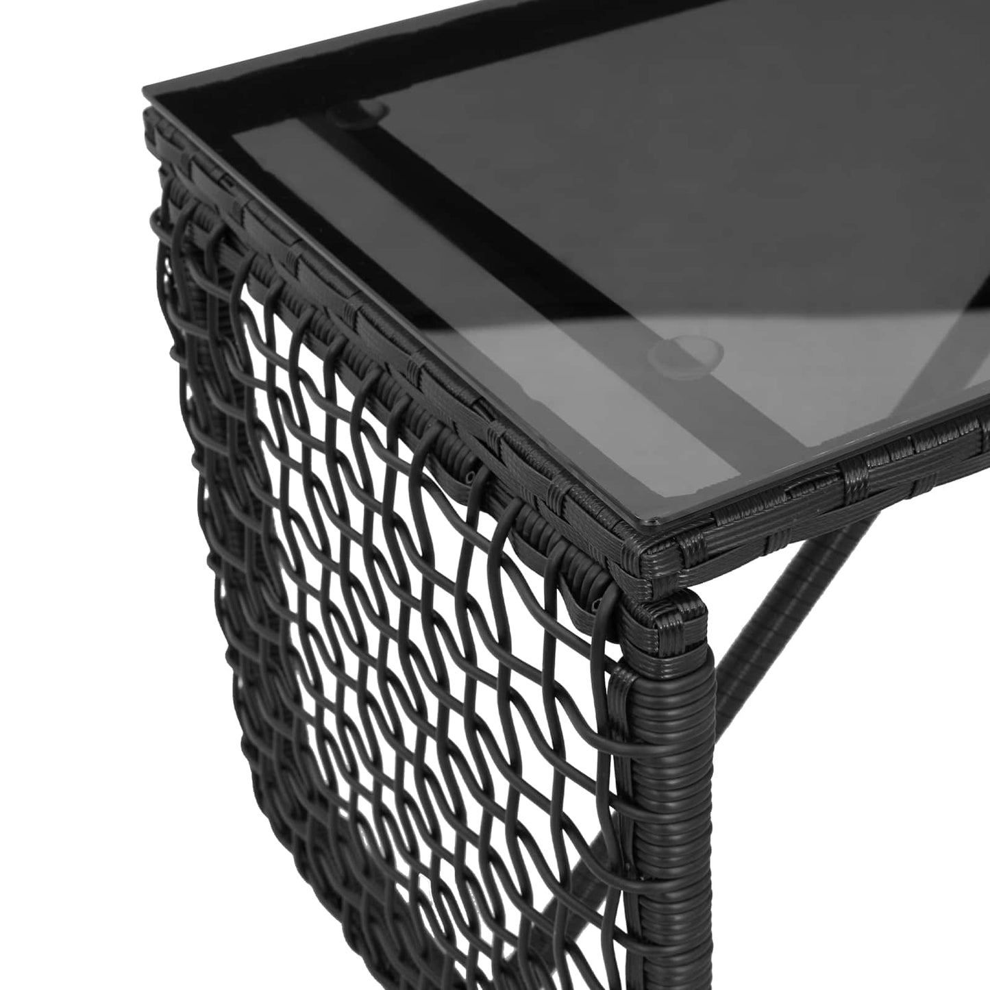 Utebord Svart 80 x 40 x 40 cm PE Rattan og Glass vidaXL