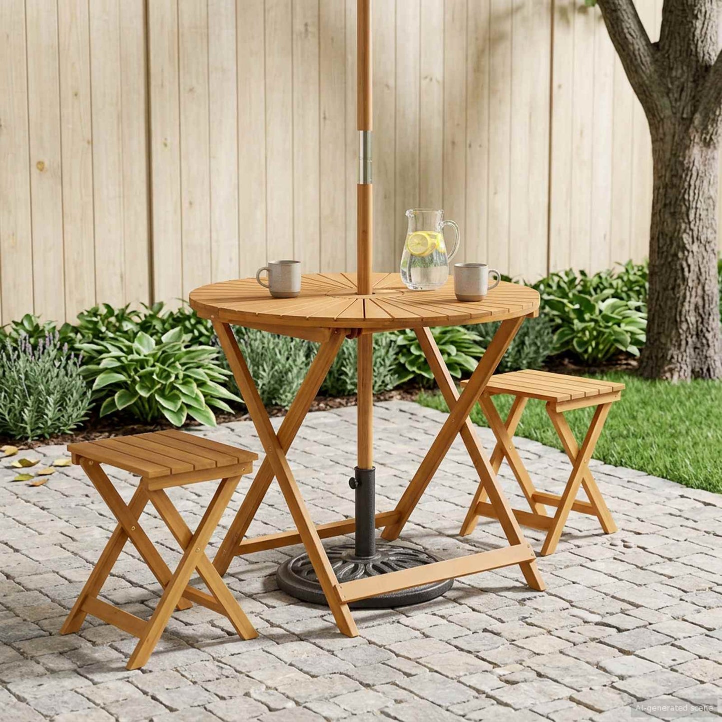 Sammenleggbart hagebord Naturlig Ø90 x 75 cm Solid akasietre
