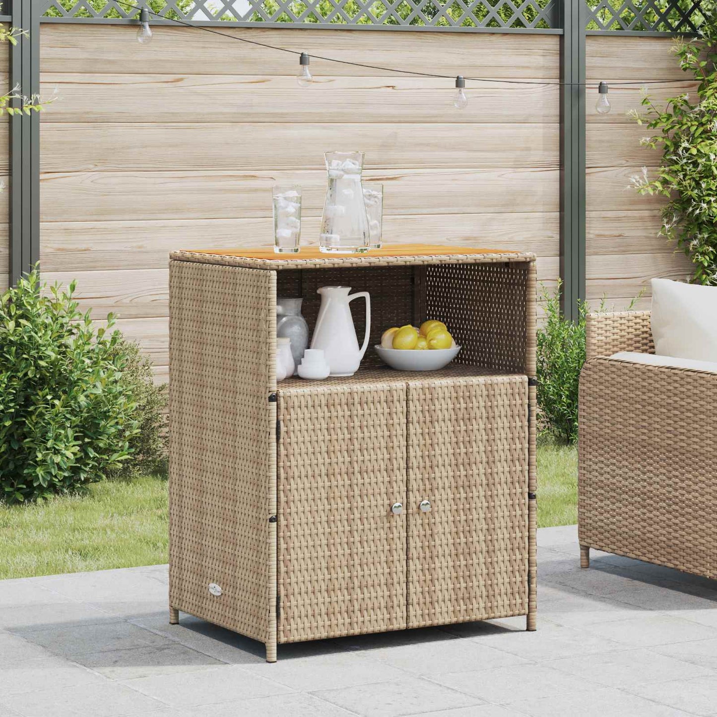 Kabinett med dør Beige 70 x 50 x 87 cm Polyester og Roly Ratten