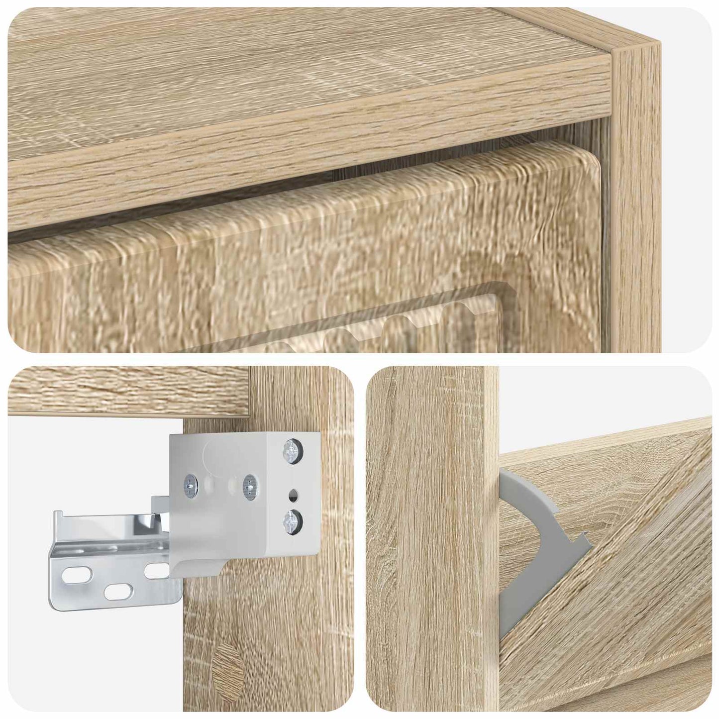 Vegghengt skoskap EDE 71 x 17 x 43 cm Konstruert tre Sonoma eik