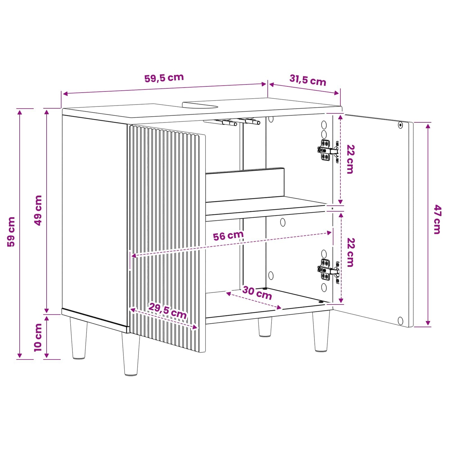 Baderomsvaskeskap ARNHEM Gammelt tre 59,5 x 31,5 x 59 cm