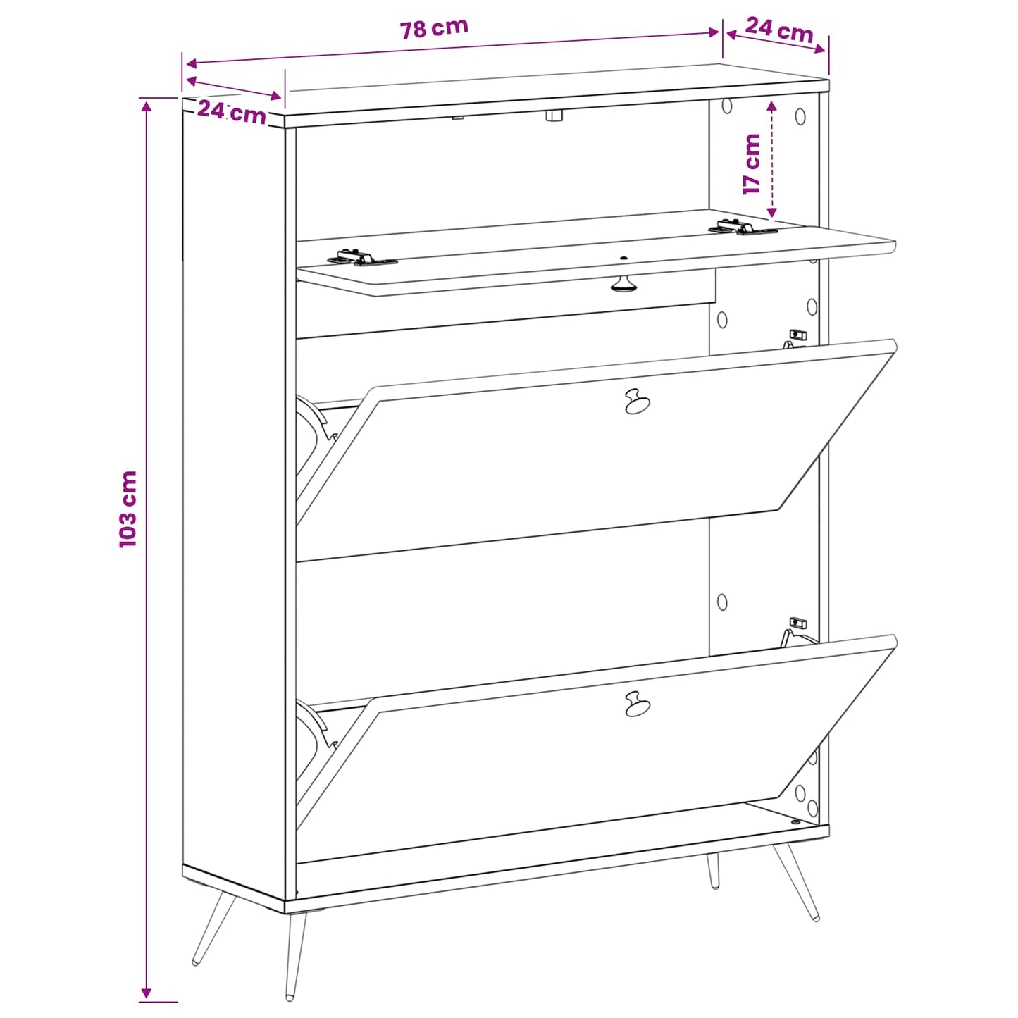Sko Skap BREDA 78 x 24 x 103 cm Konstruert tre Høgglans hvit