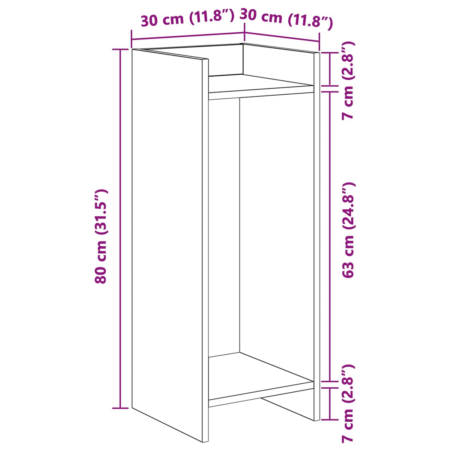 Planteholder Hvit 30 x 30 x 80 cm Konstruert tre