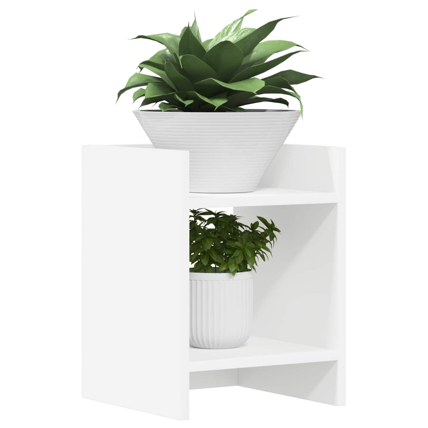 Planteholder med hylle Hvit 30 x 30 x 40 cm Konstruert tre