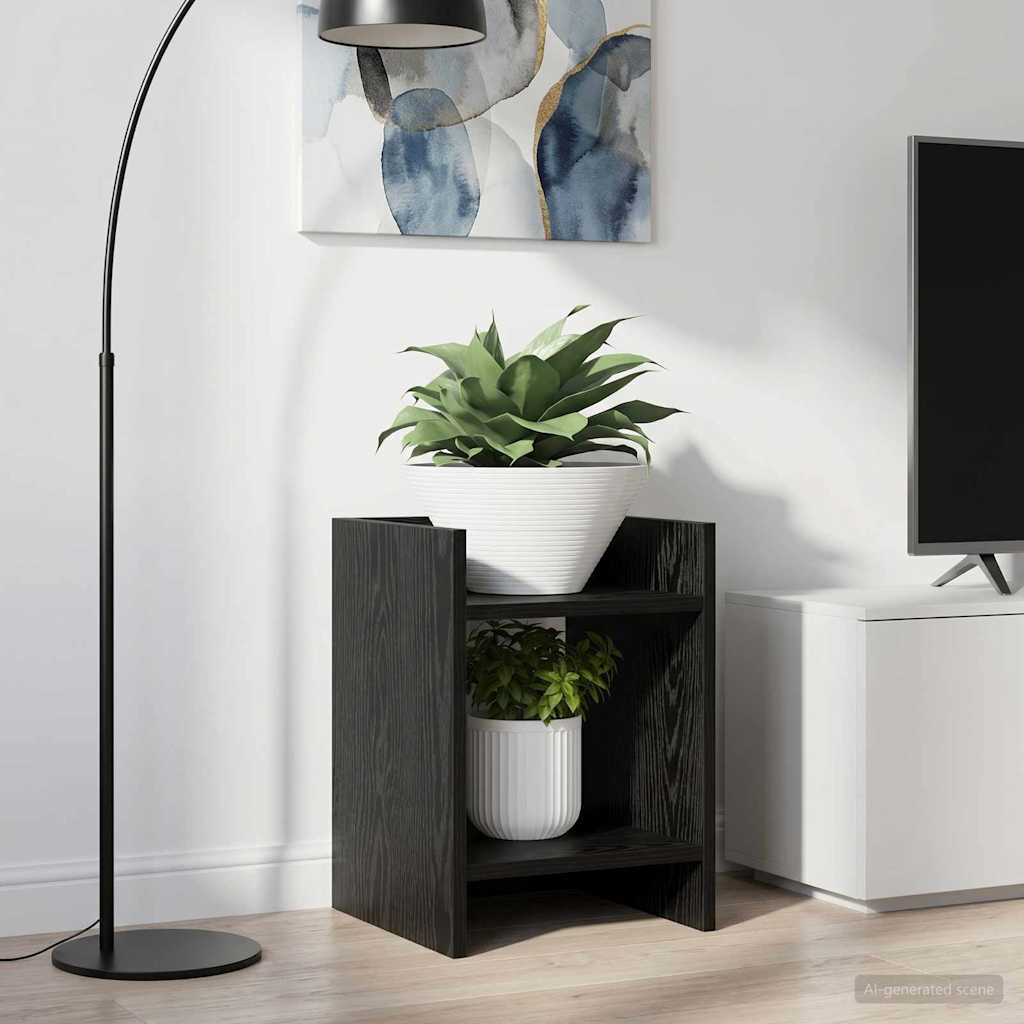 Planteholder med hylle Svart Eik 30 x 30 x 40 cm Konstruert tre