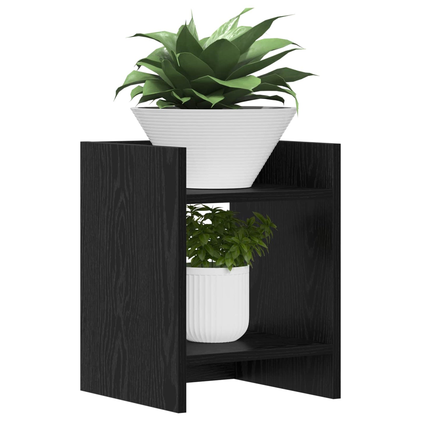 Planteholder med hylle Svart Eik 30 x 30 x 40 cm Konstruert tre