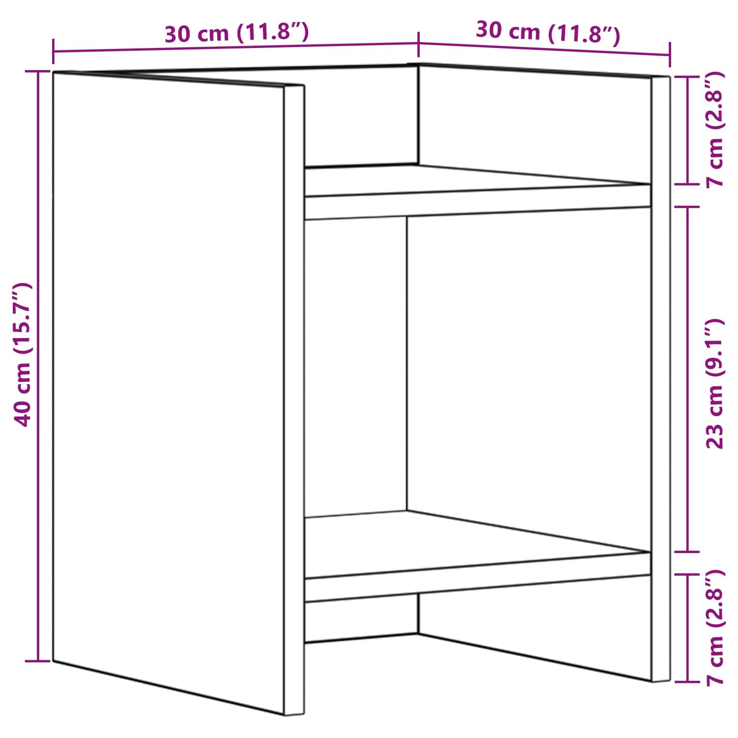 Planteholder med hylle Svart Eik 30 x 30 x 40 cm Konstruert tre