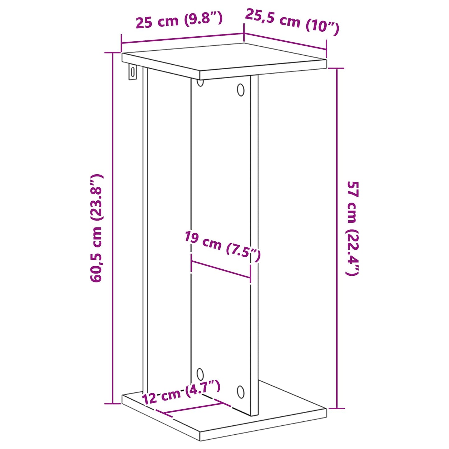 Planteholder 2 pcs Svart Eik 25 x 25,5 x 60,5 cm Konstruert tre