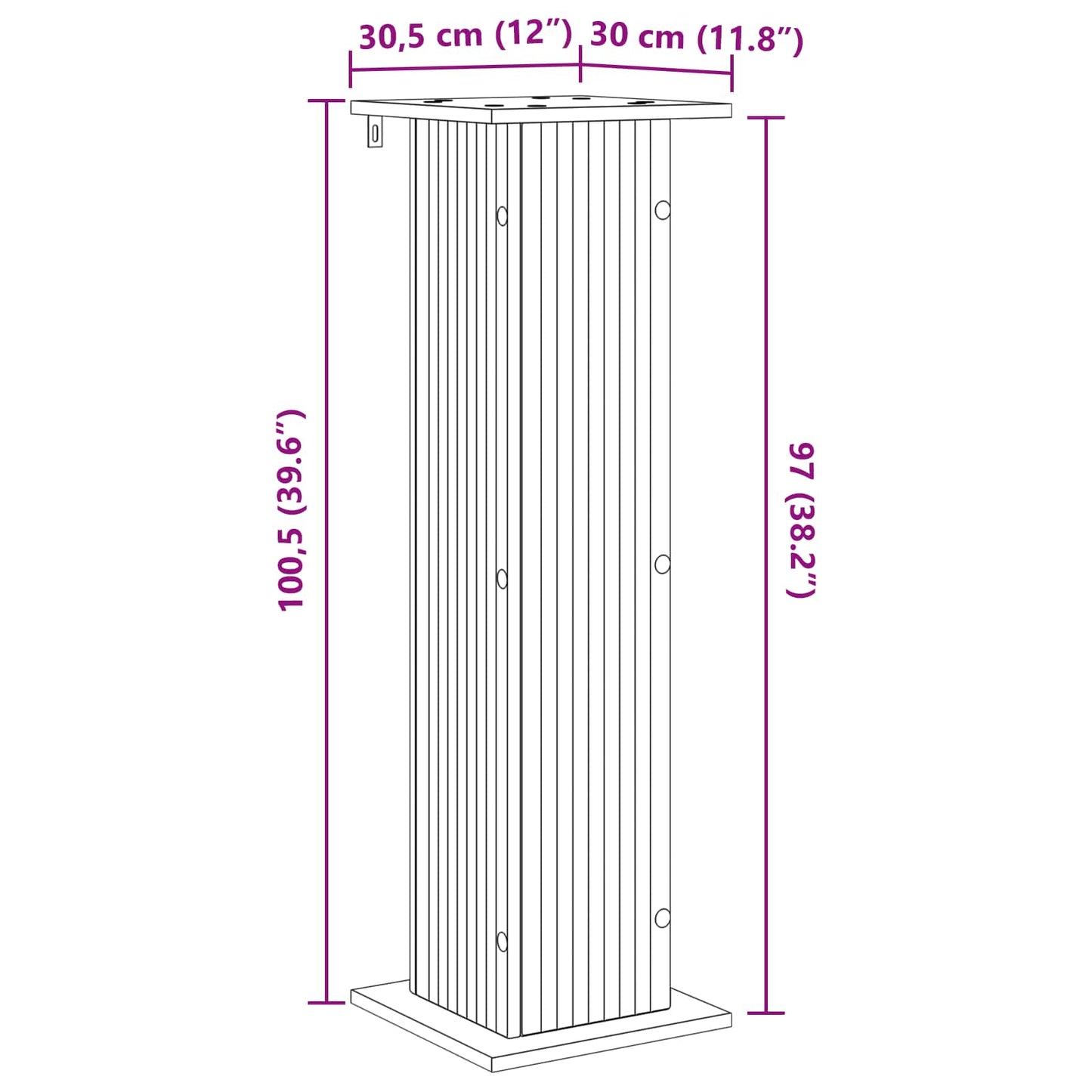 Planteholder 2 stk. Artisan eik 30,5 x 30 x 100,5 cm