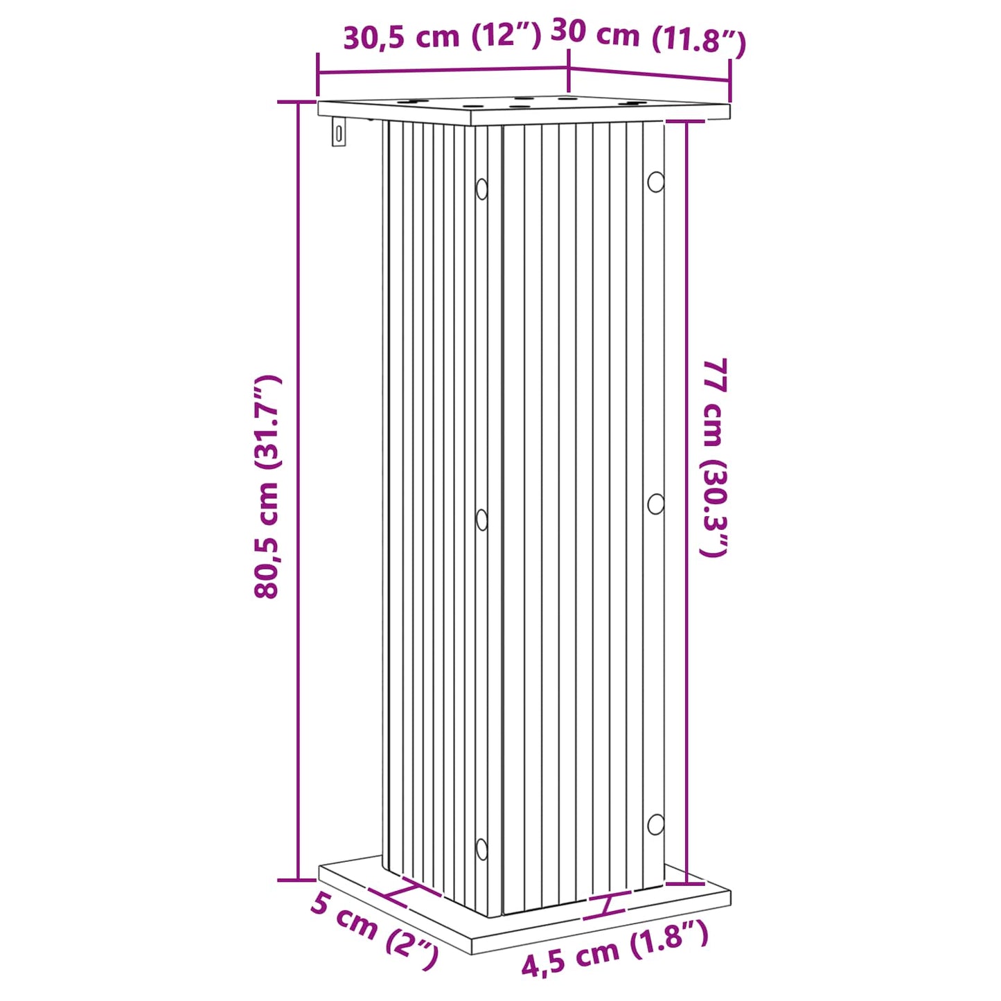 Planteholder Hvit 30,5 x 30 x 80,5 cm Konstruert tre