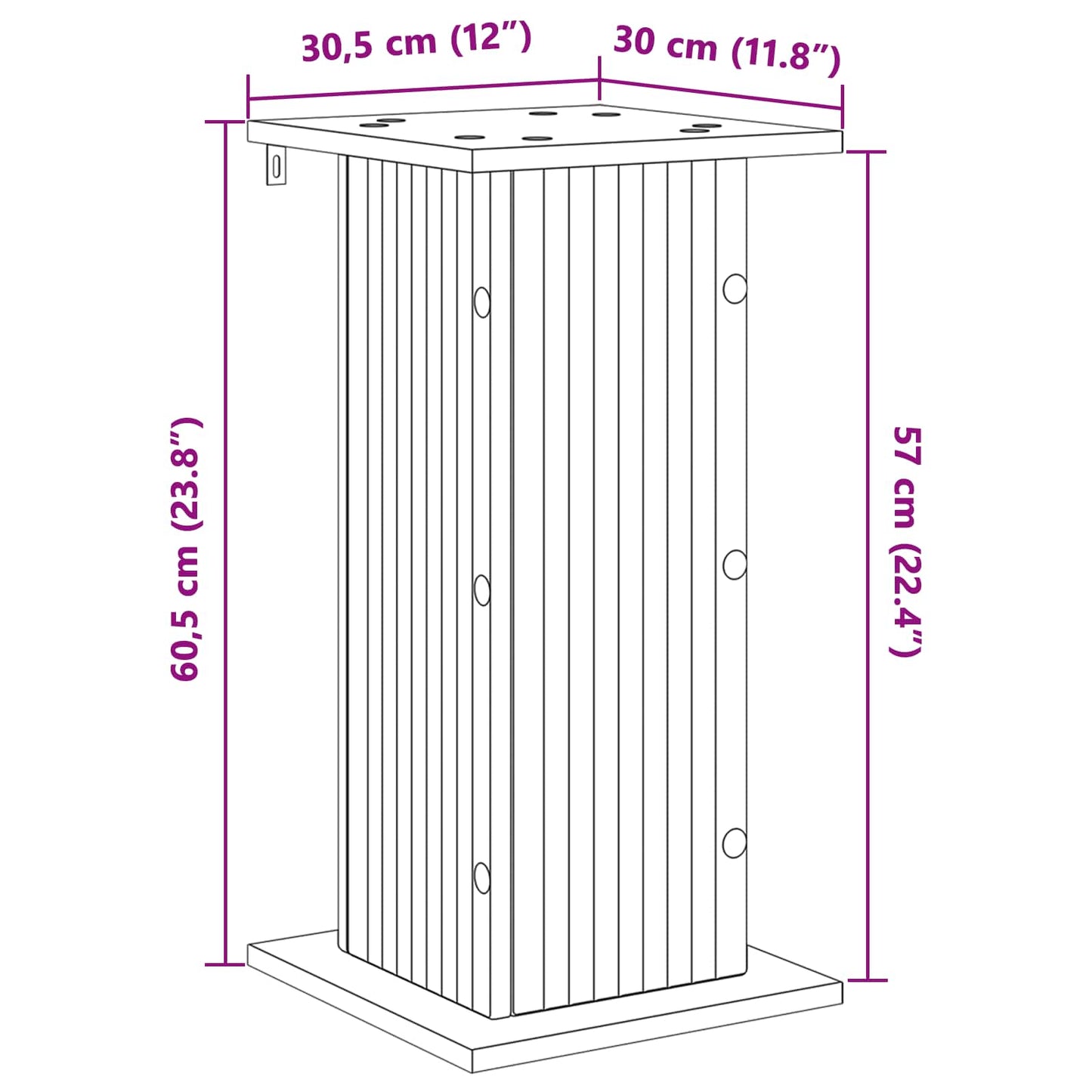 Planteholder Sonoma eik 30,5 x 30 x 60,5 cm Konstruert tre