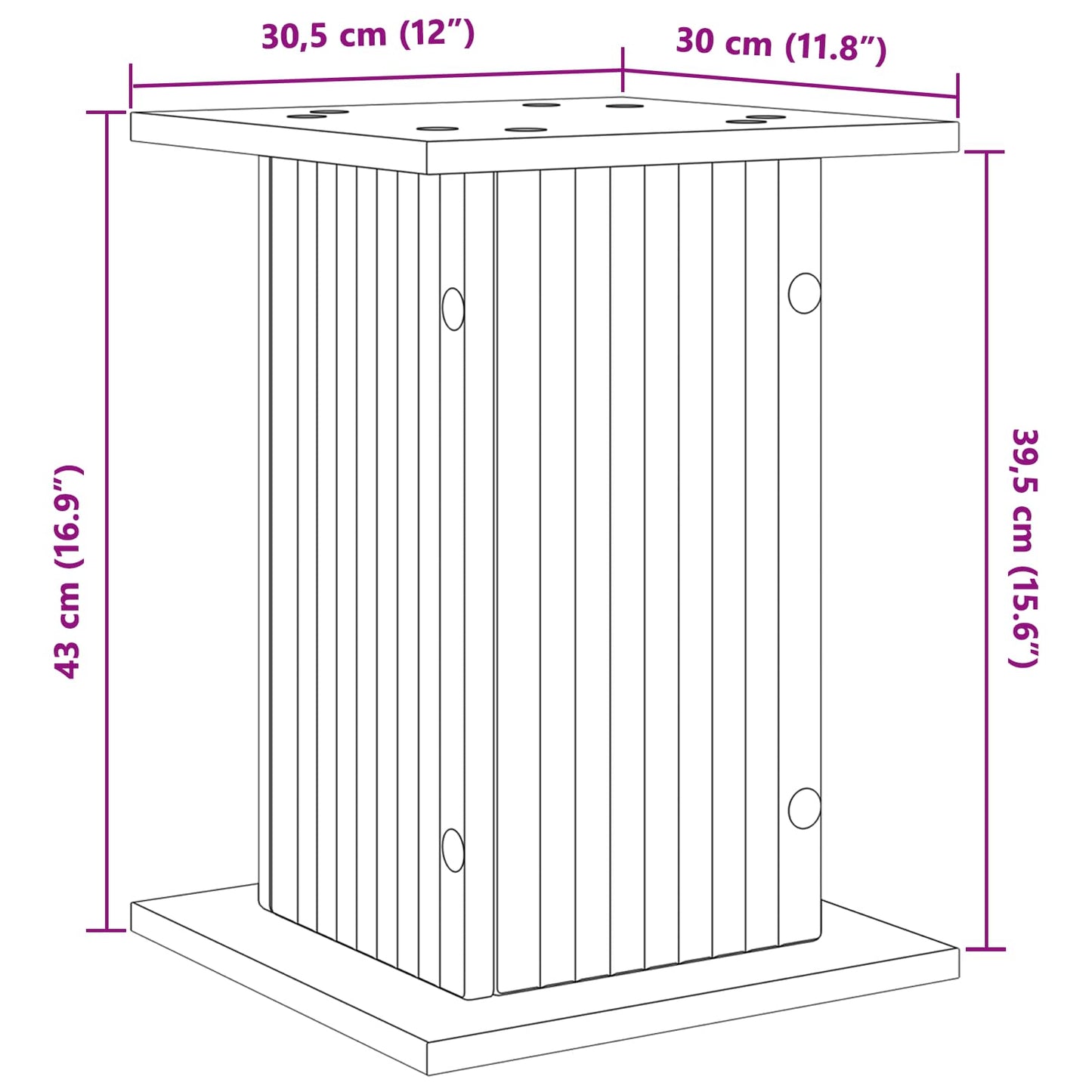 Planteholder 2 pcs Betonggrå 30,5 x 30 x 43 cm Konstruert tre