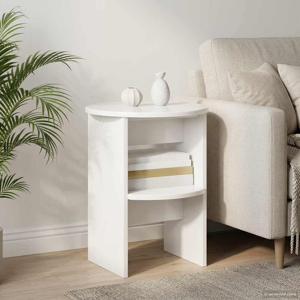 Sideskap 2 pcs Høgglans Hvit Ø40 x 50 cm Konstruert tre
