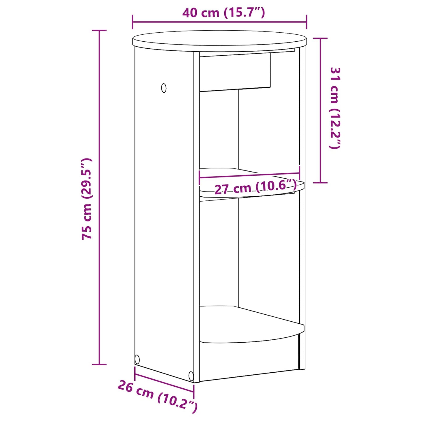 Sideskap Gammelt tre 40 x 40 x 75 cm Konstruert tre