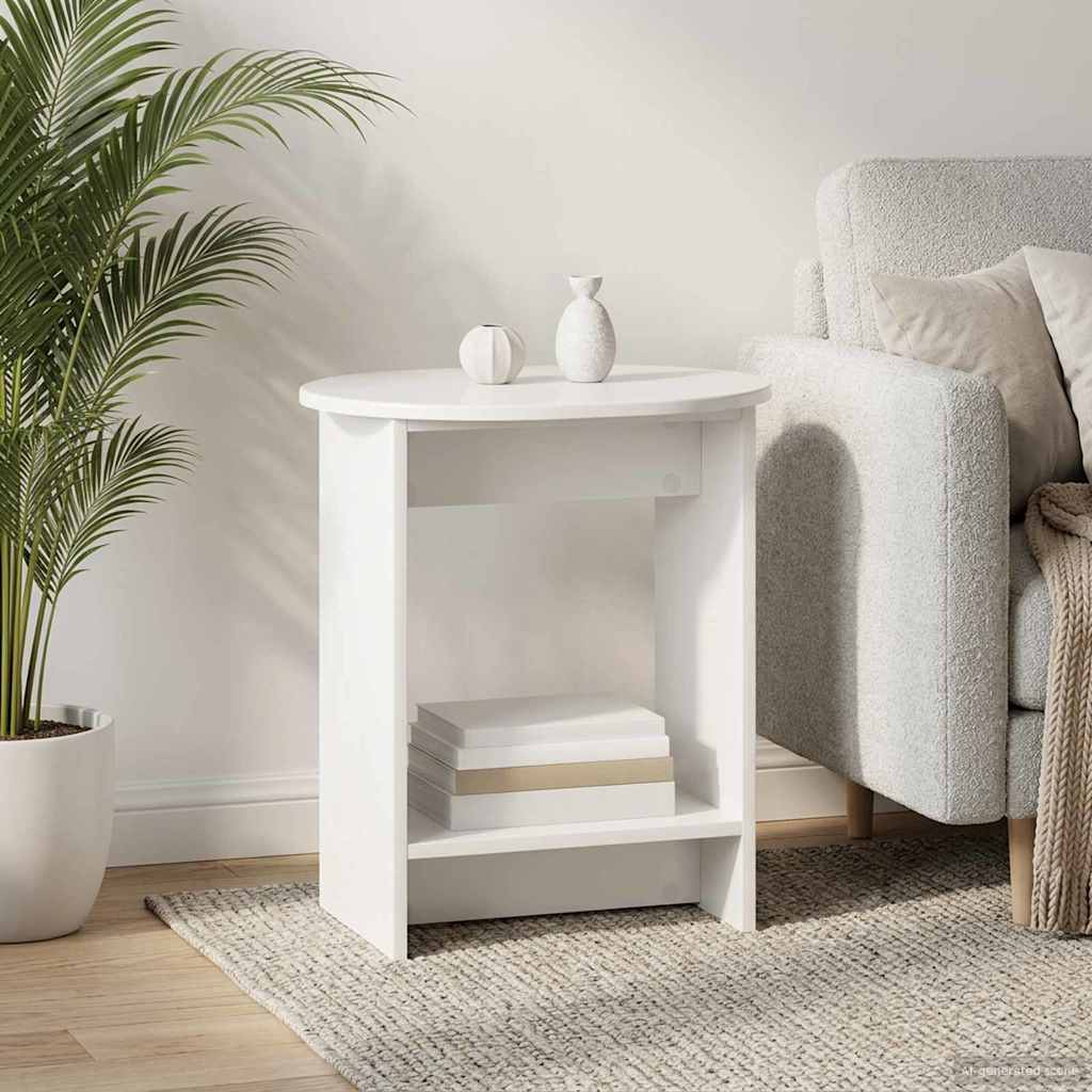 Sidetabell Høgglans hvit 50 x 39,5 x 55 cm Konstruert tre