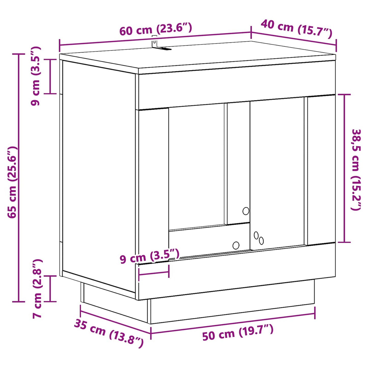 Sidetabell Røkt Eik 60 x 40 x 65 cm Konstruert tre