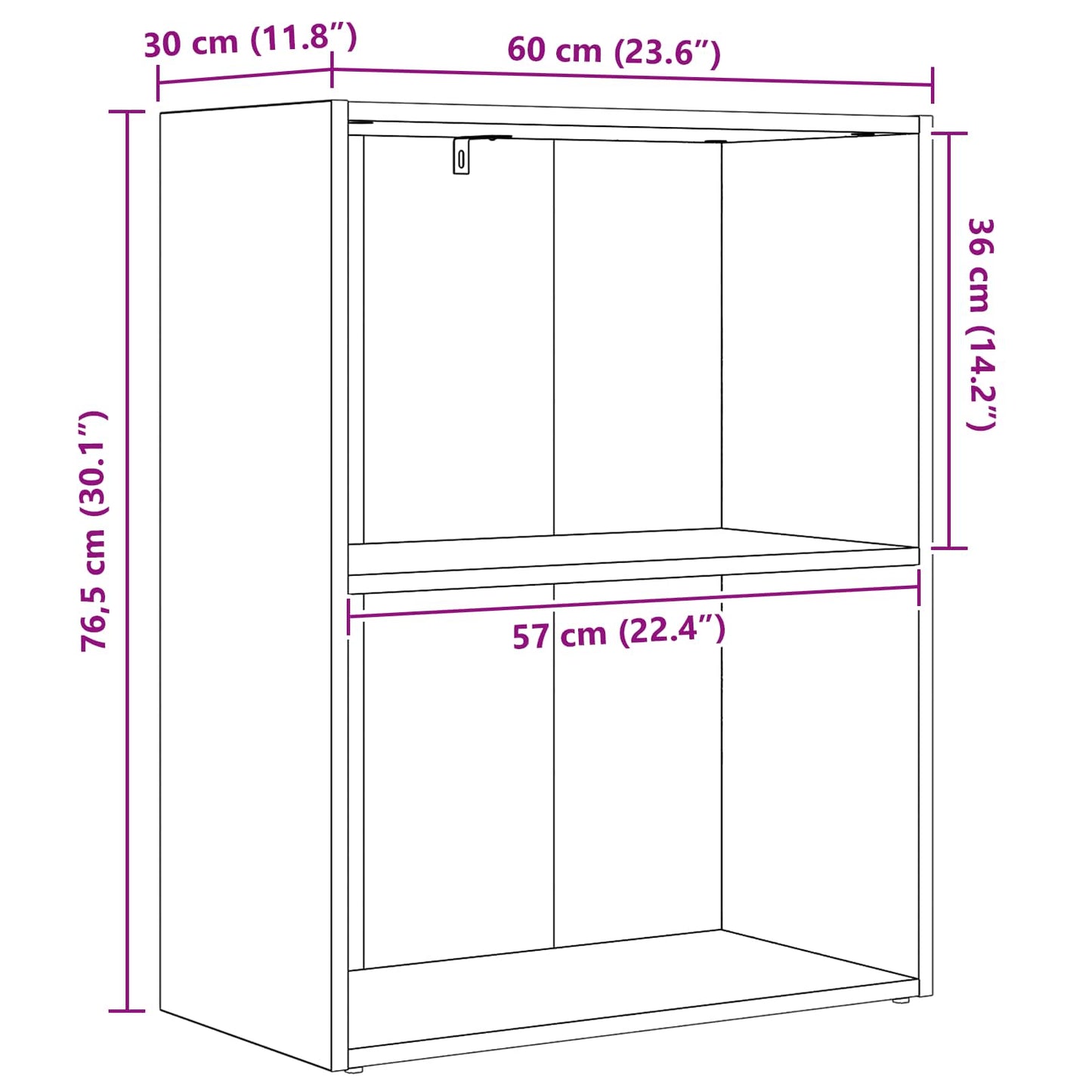 Bokhylle Svart Eik 60 x 30 x 76.5 cm Konstruert tre