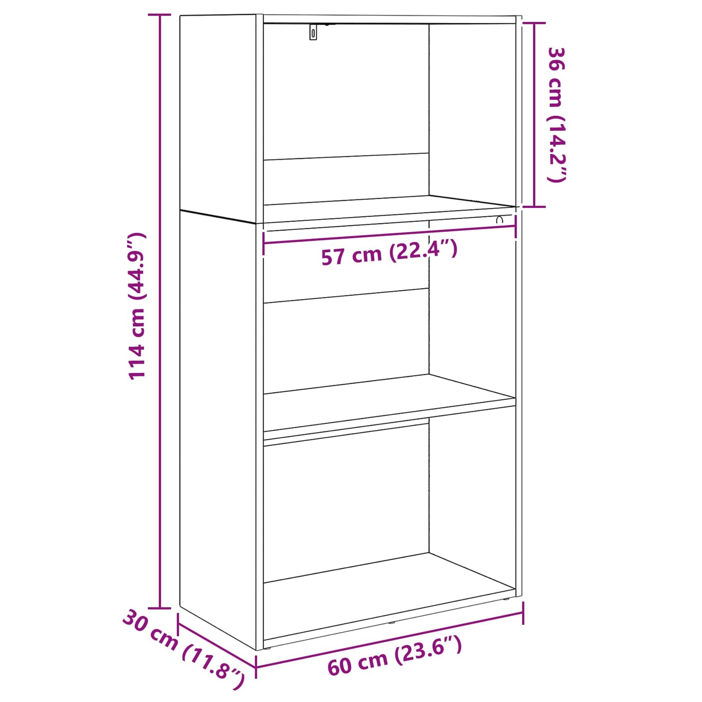 Bokhylle Svart Eik 60 x 30 x 114 cm Konstruert tre