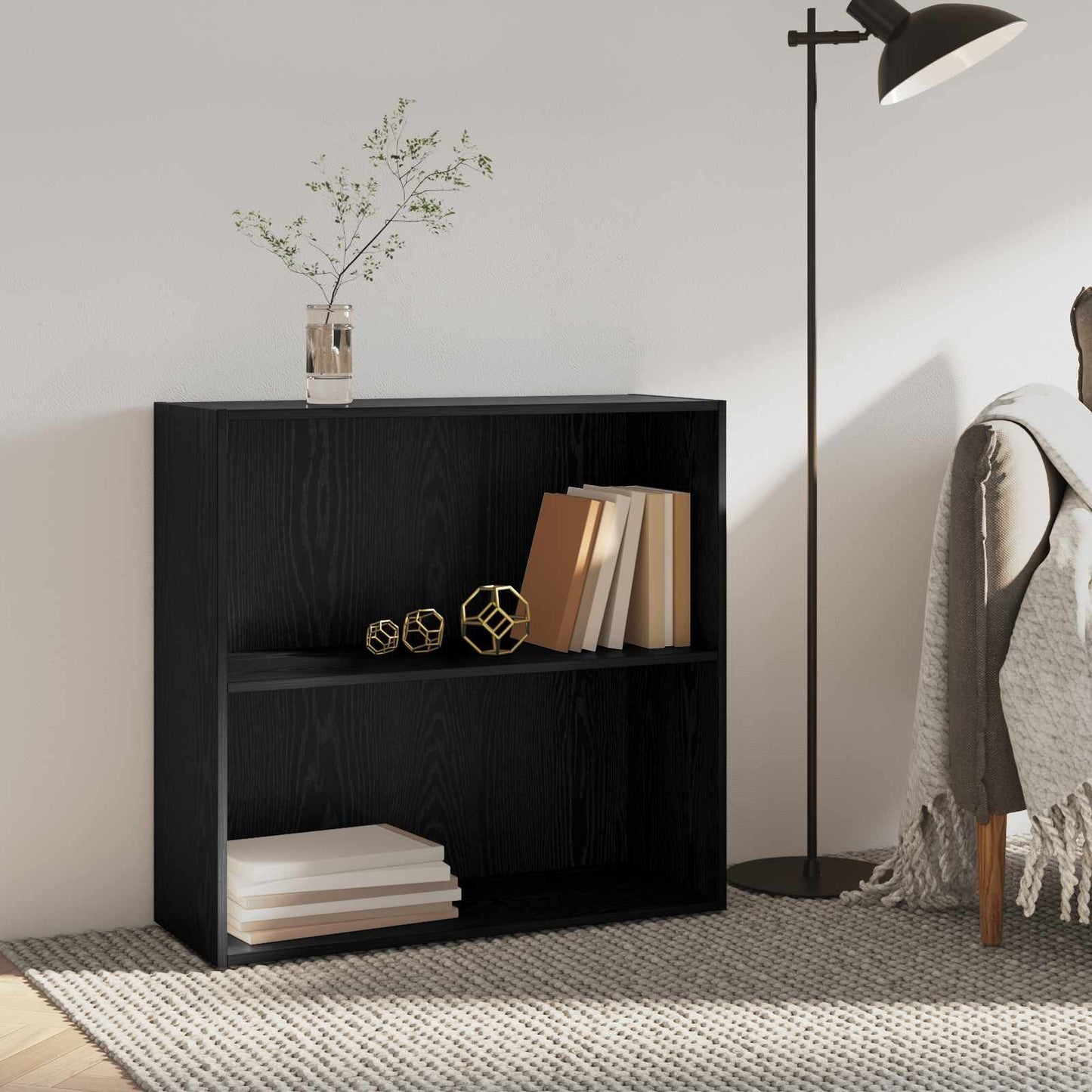 Bokhylle Svart Eik 80 x 30 x 76,5 cm Konstruert tre