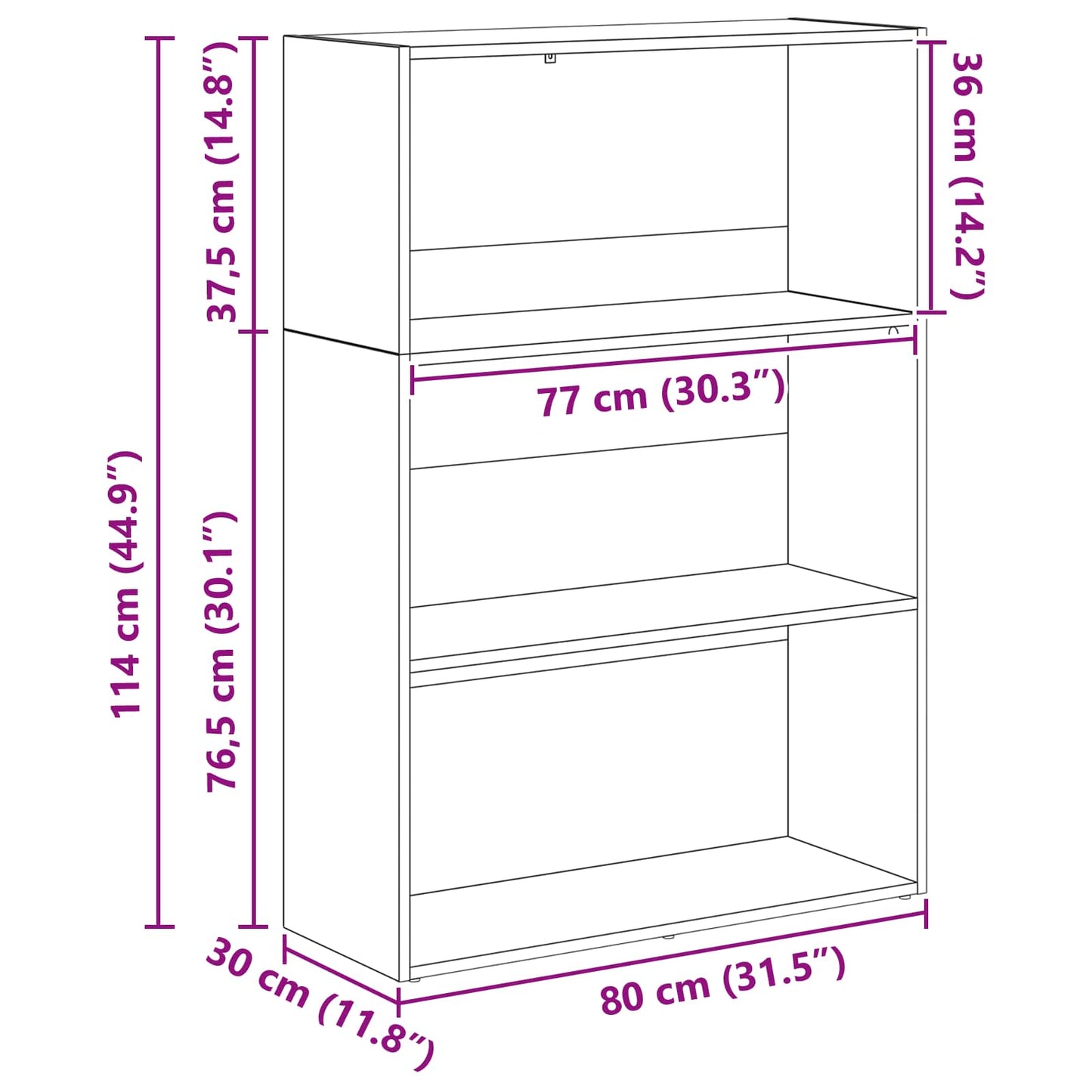 Bokhylle Svart Eik 80 x 30 x 114 cm Konstruert tre