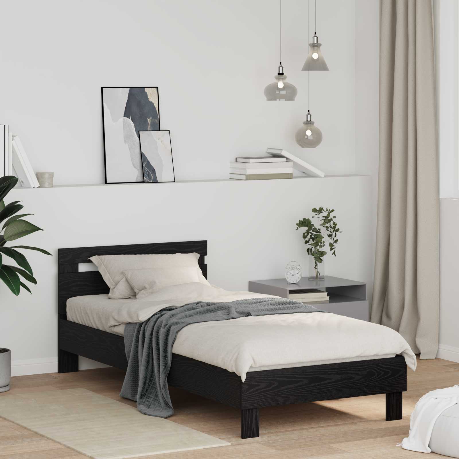 Sengestamme Svart Eik 98.5 x 200 cm Konstruert tre vidaXL