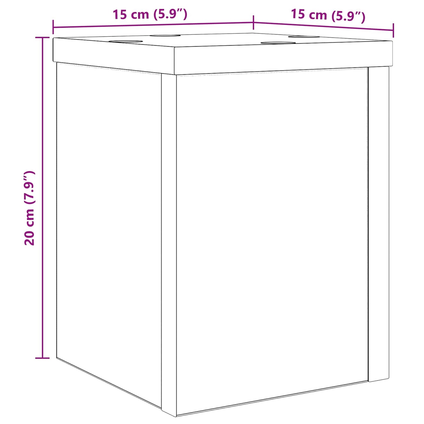 Planteholder 2 pcs Svart Eik 15 x 15 x 20 cm Konstruert tre