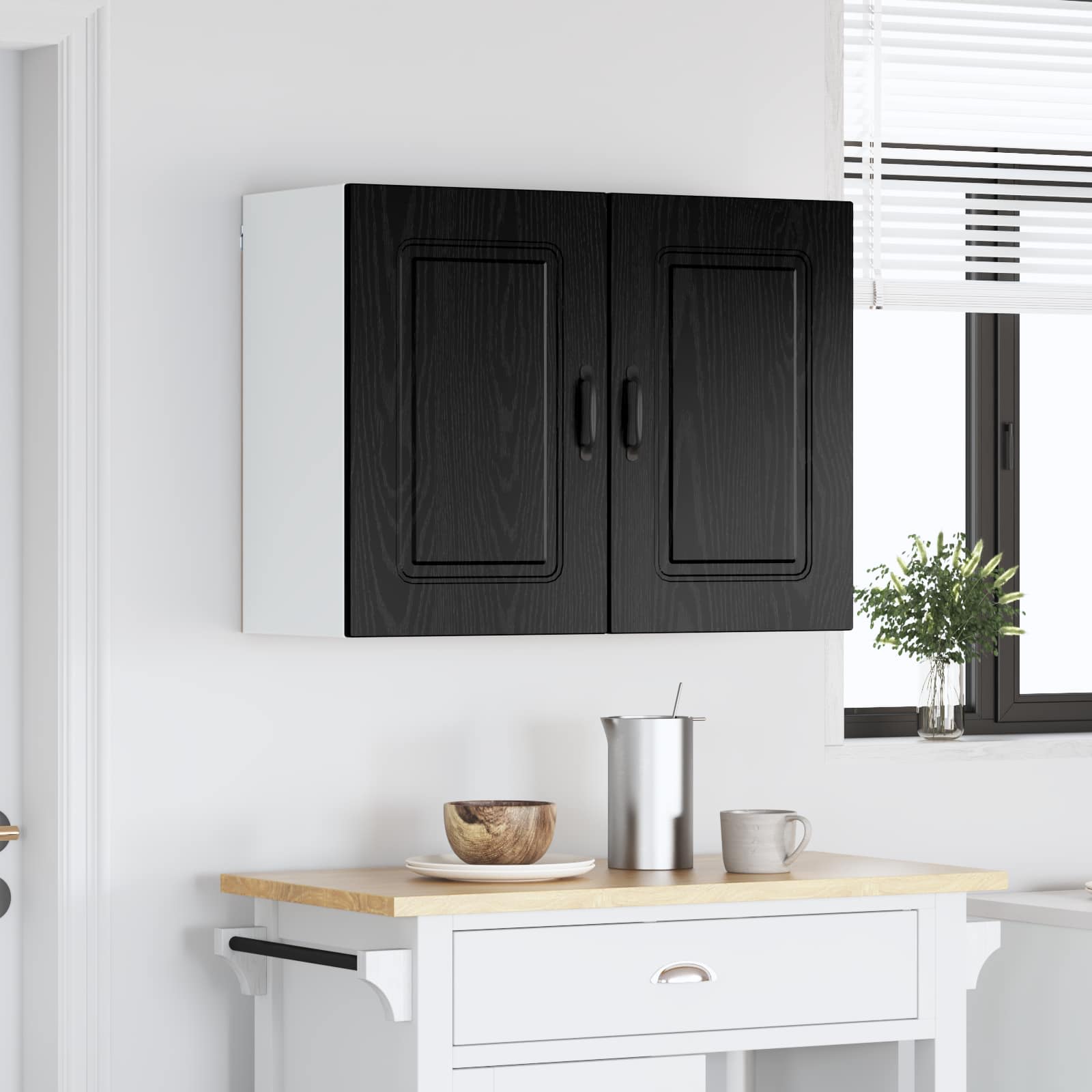 Kjøkkenskap Kalmar Svart Eik 80 x 31 x 60 cm Konstruert tre vidaXL