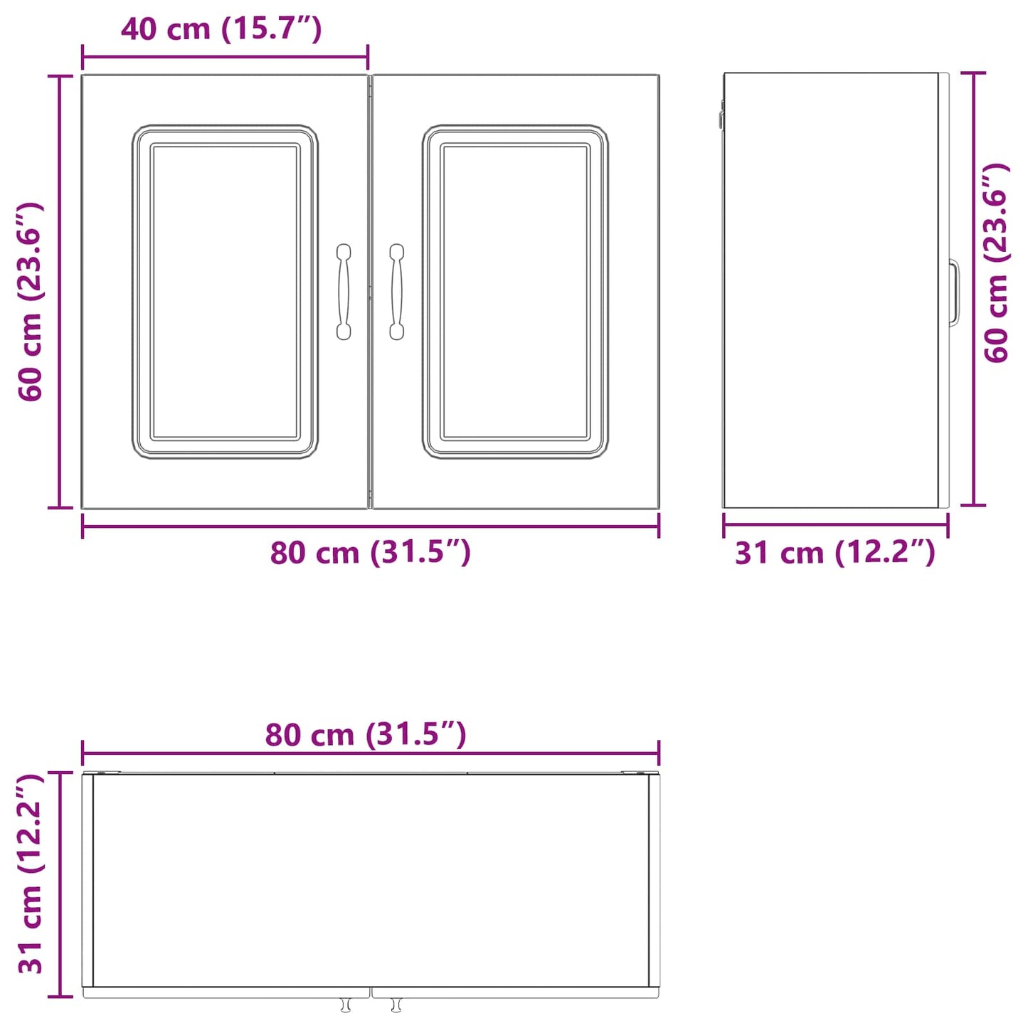 Kjøkkenskap Kalmar Svart Eik 80 x 31 x 60 cm Konstruert tre vidaXL