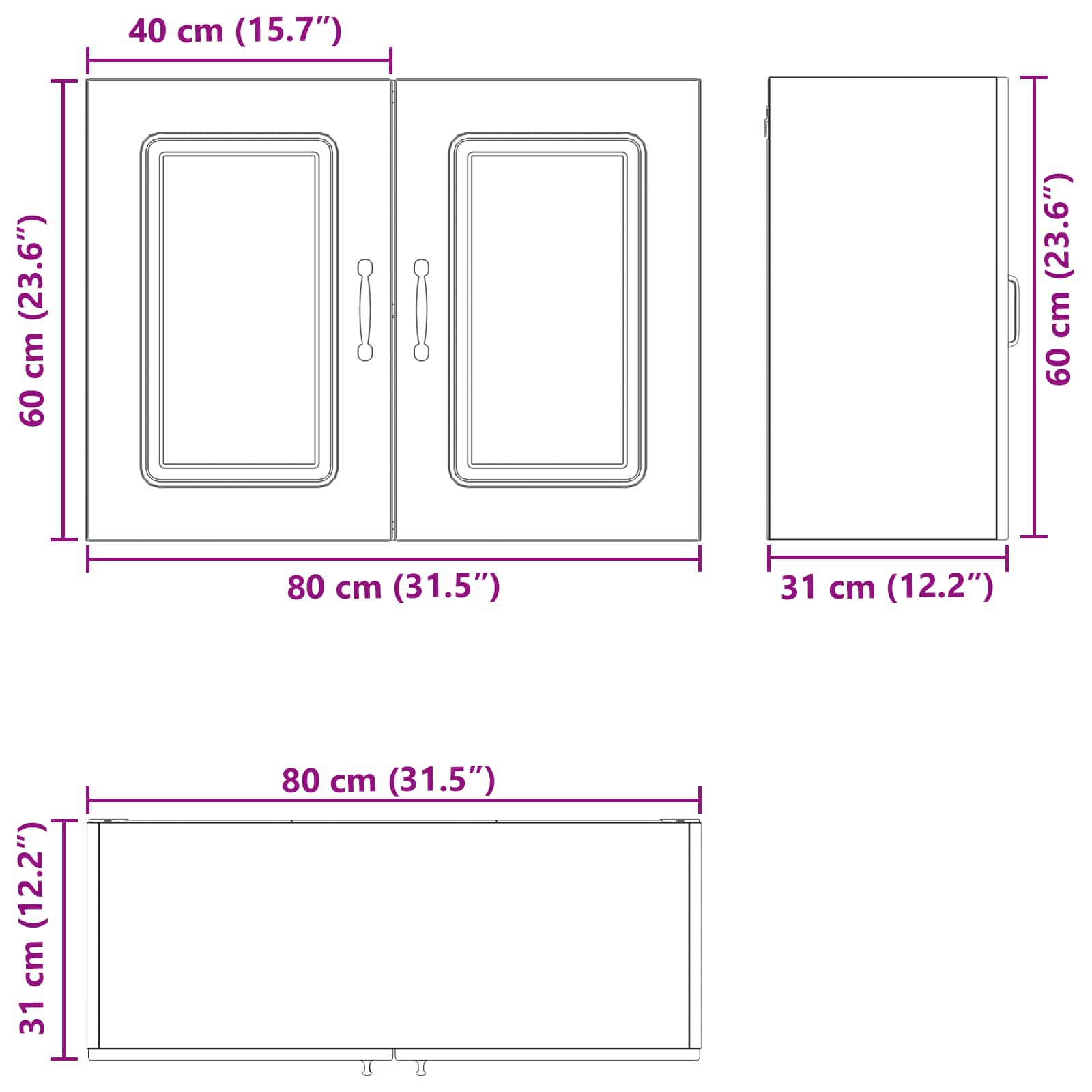 Kjøkkenskap Kalmar Svart Eik 80 x 31 x 60 cm Konstruert tre vidaXL