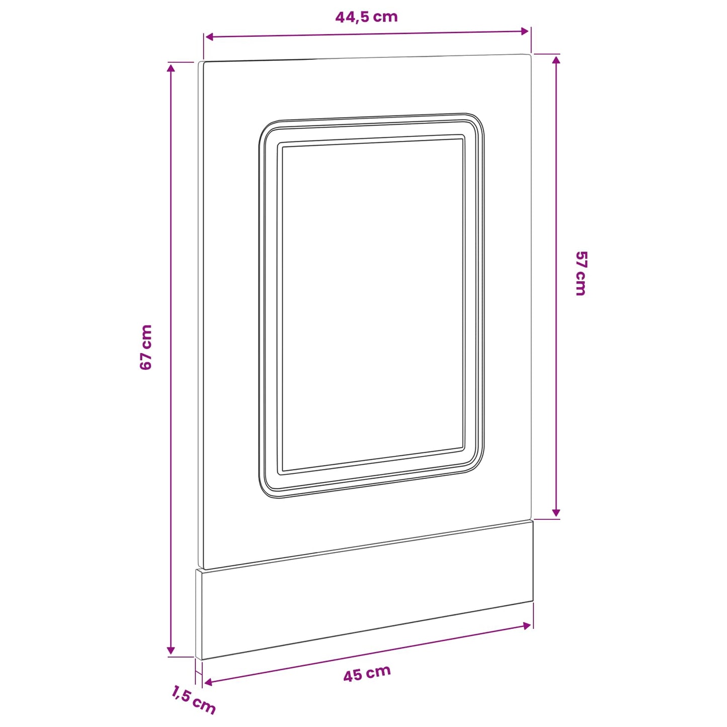 Oppvaskmaskin-panel Kalmar Svart Eik 45 x 1,5 x 57 cm