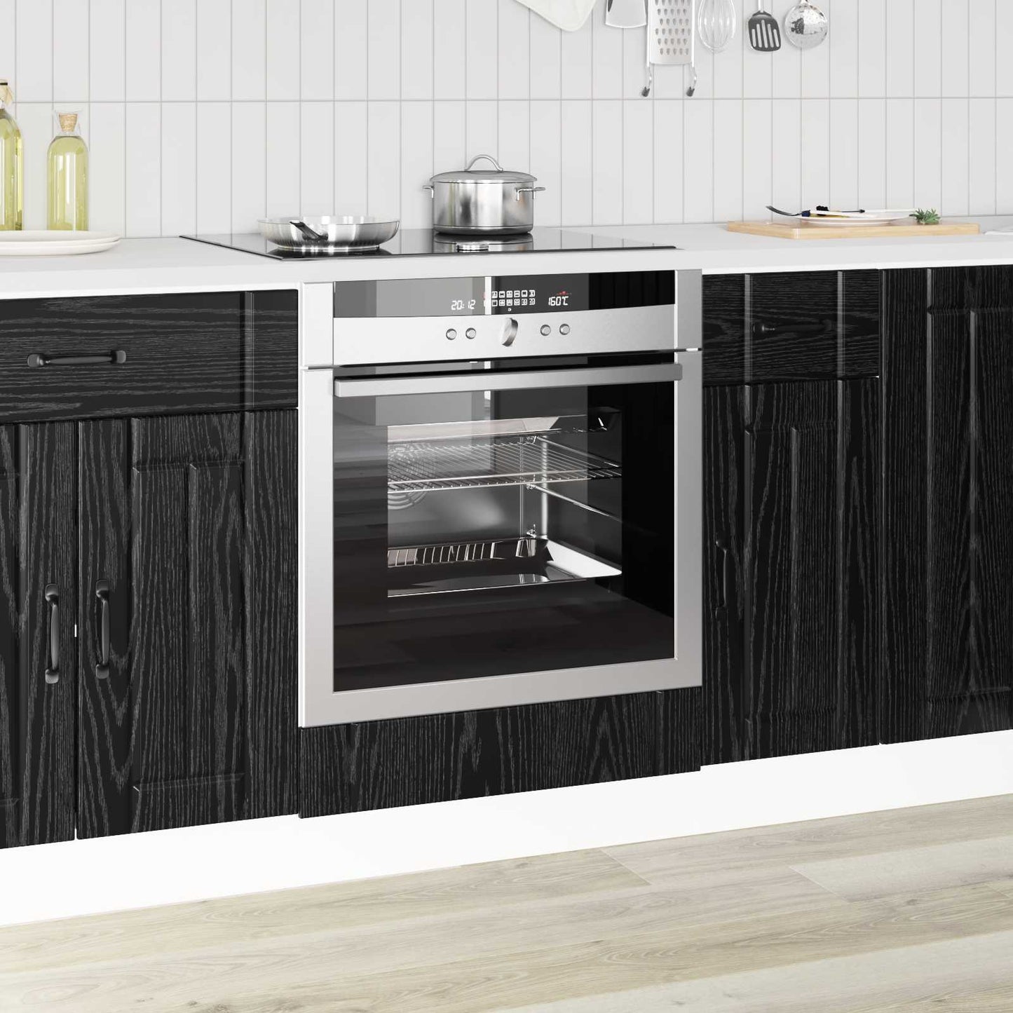 Ovnskap LUCCA Svart eik 60 x 46 x 81,5 cm Konstruert tre